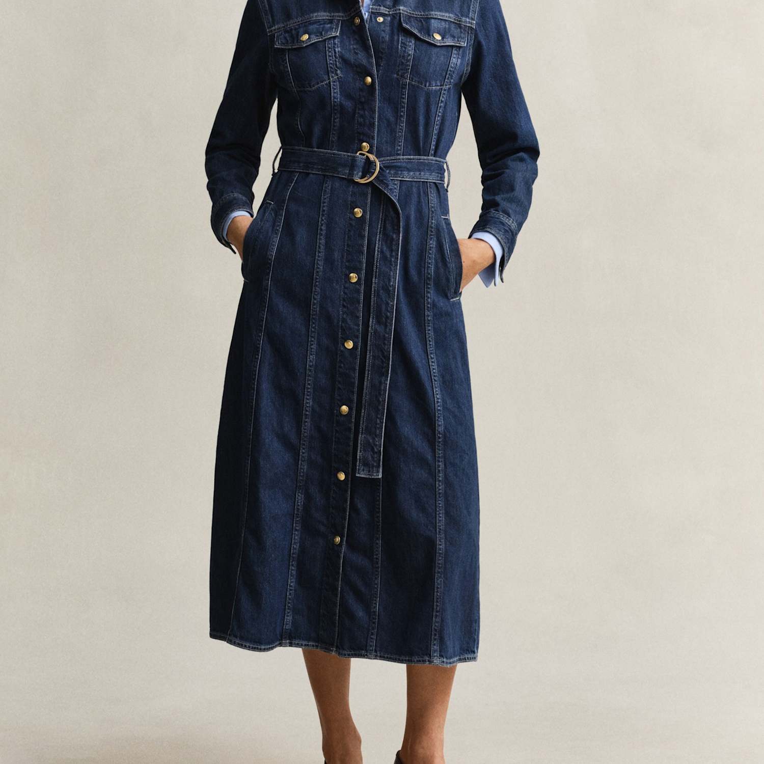 Gant Women's Pure Cotton Denim Midi Shirt Dress - 6 - Available at M&S