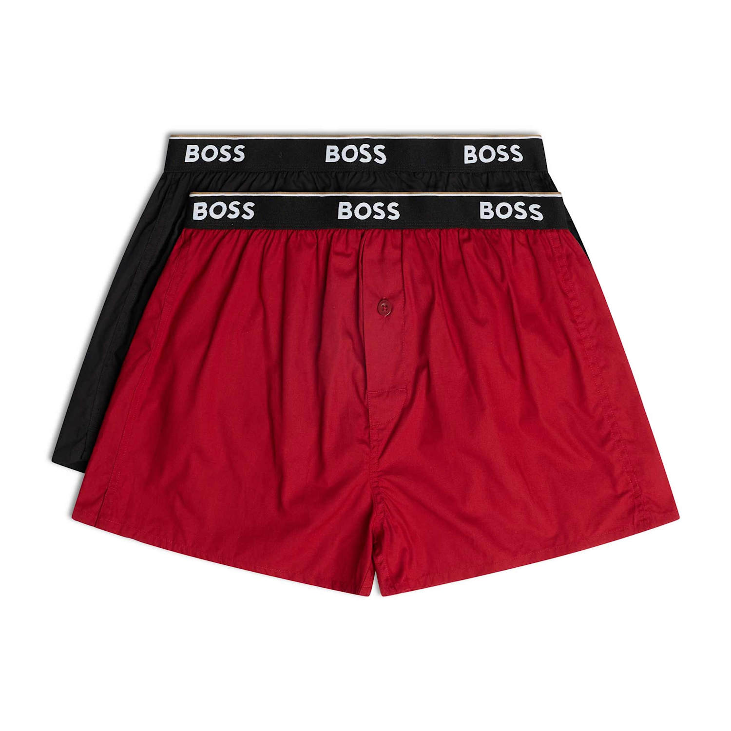 Boss Men's 2 Pack Pure Cotton Woven Boxers - XL - Red Mix - Available at M&S