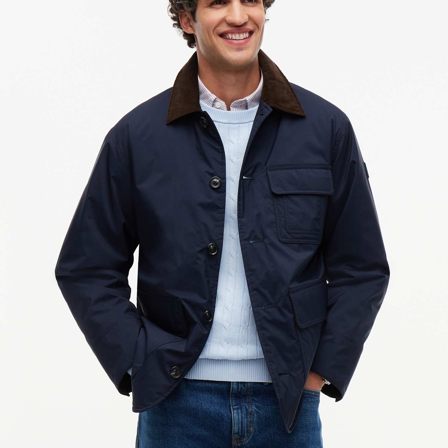 Tommy Hilfiger Men's Padded Harrington Jacket - L - Navy - Available at M&S