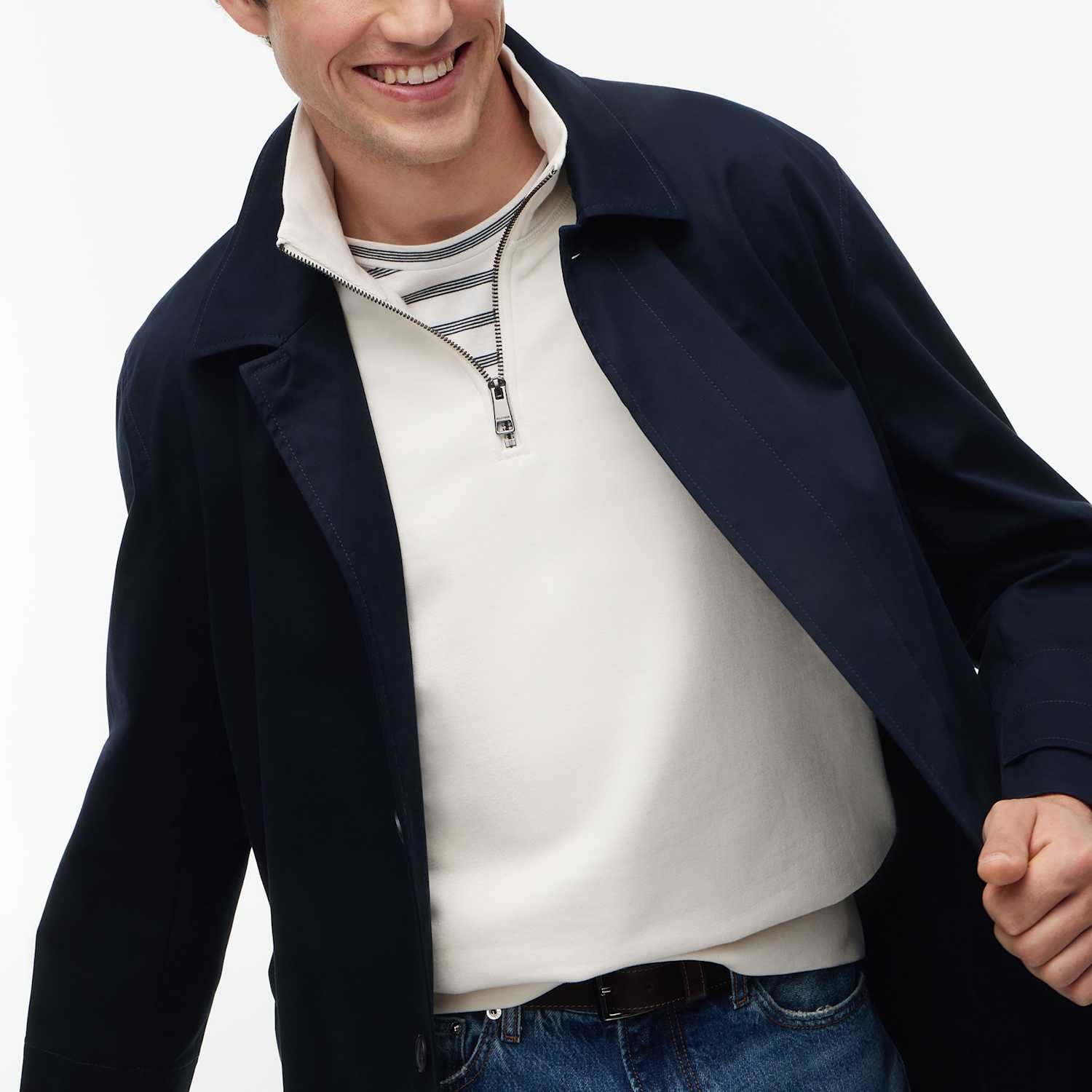 Tommy Hilfiger Men's Cotton Rich Lightweight Overcoat - XL - Navy - Available at M&S