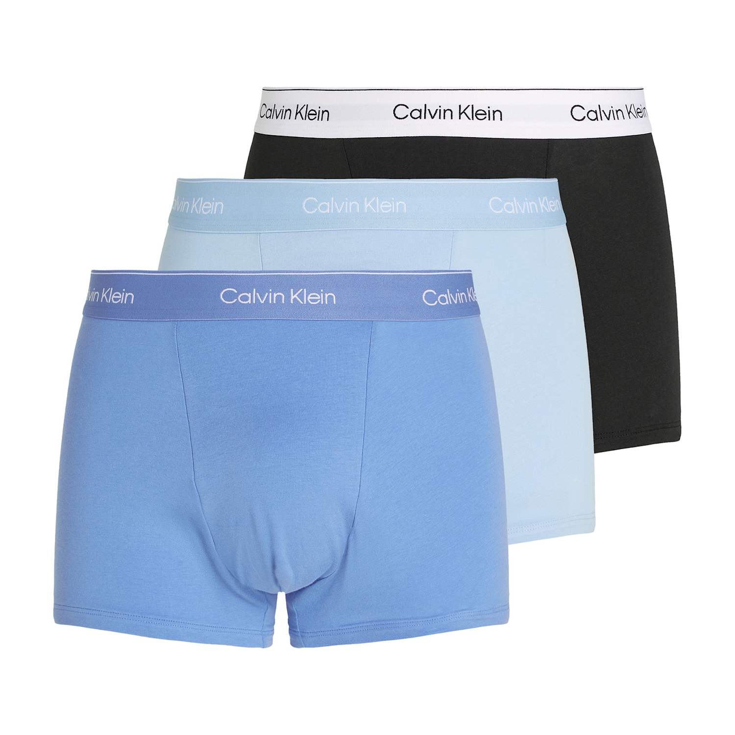 Calvin Klein Men's 3 Pack Icon Cotton Stretch Dart Trunks - 4XL - Blue Mix - Available at M&S