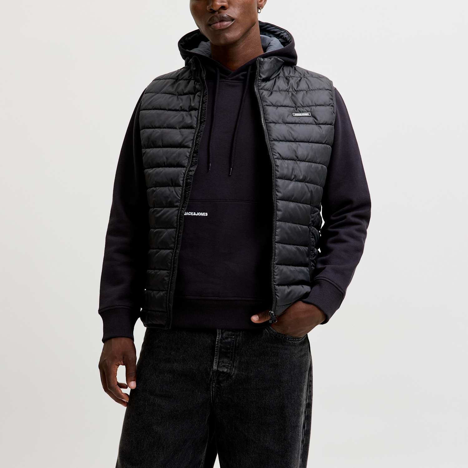 Jack & Jones Men's Lightweight Quilted Gilet - S - Black - Available at M&S