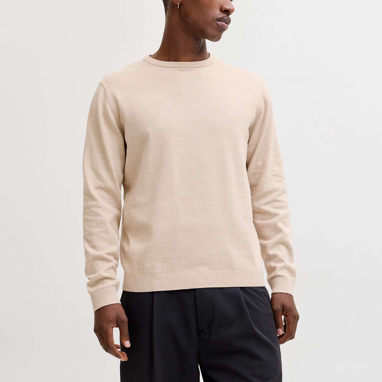 Jack & Jones Men's Pure Cotton Crew Neck Jumper - XL - Beige - Available at M&S
