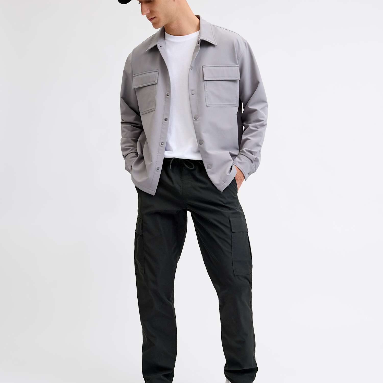 Jack & Jones Men's Loose Fit Tech Cargo Trousers - 2XL - Black - Available at M&S