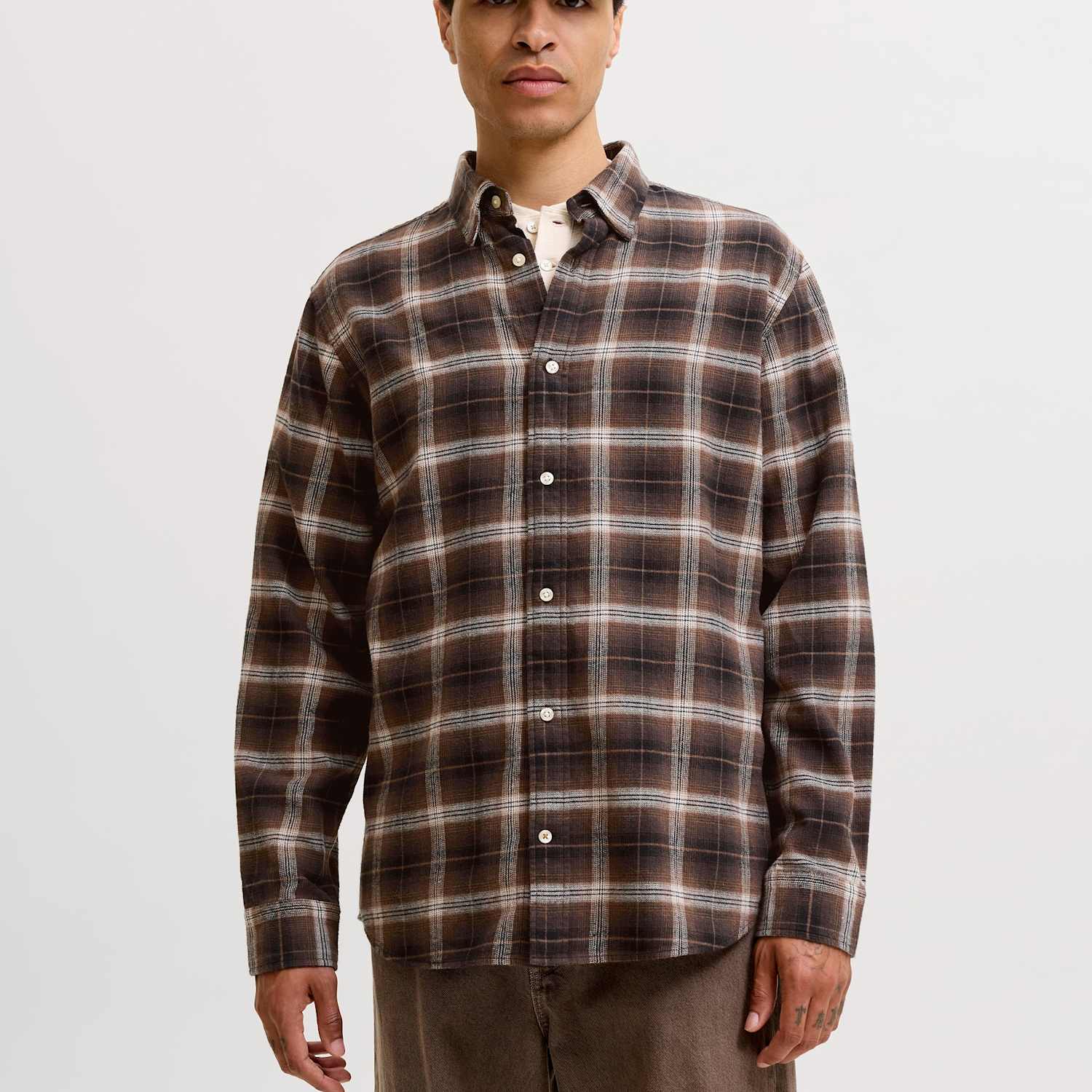 Jack & Jones Men's Pure Cotton Checked Shirt - XL - Black Mix - Available at M&S