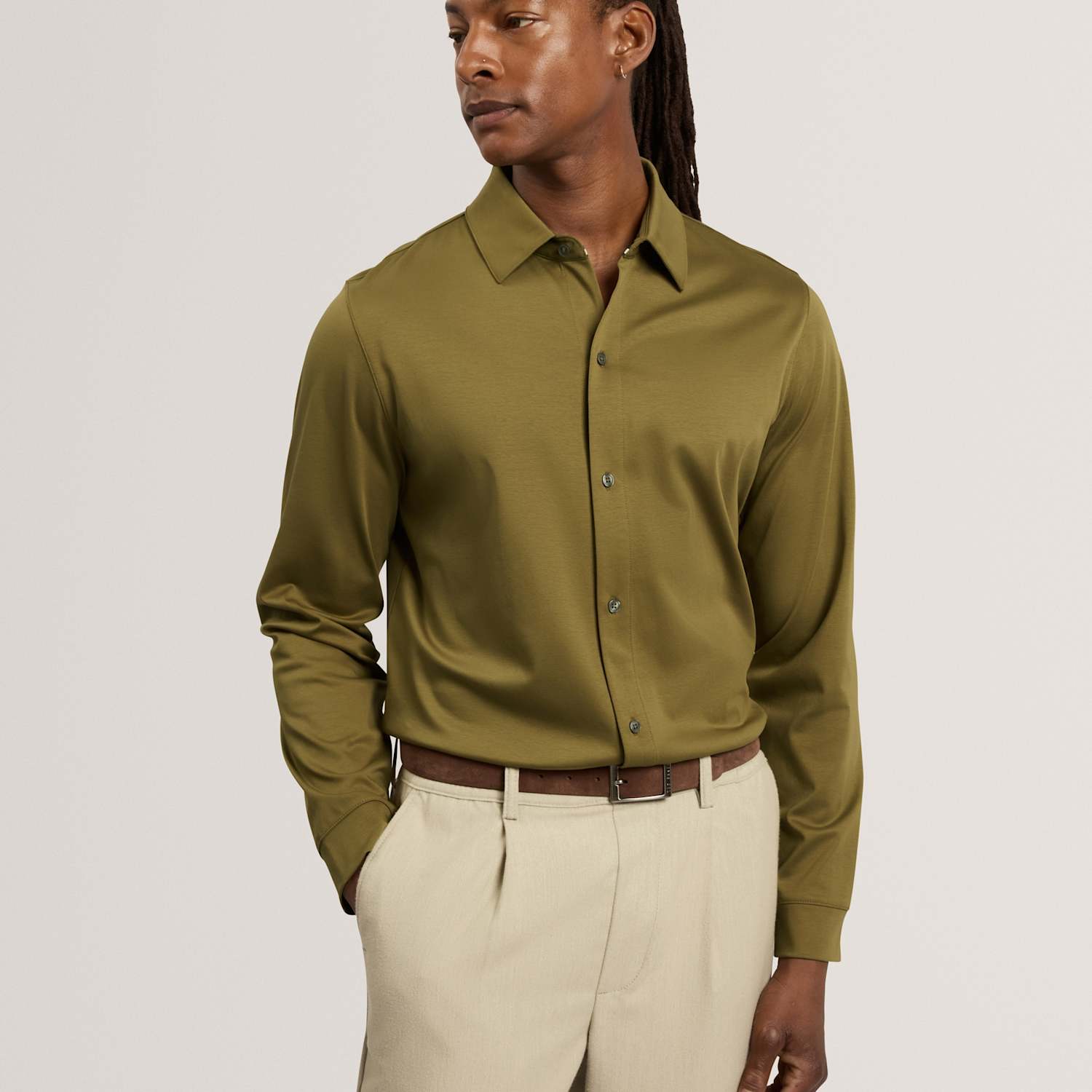 Ted Baker Men's Pure Cotton Long Sleeve Overshirt - M - Olive - Available at M&S