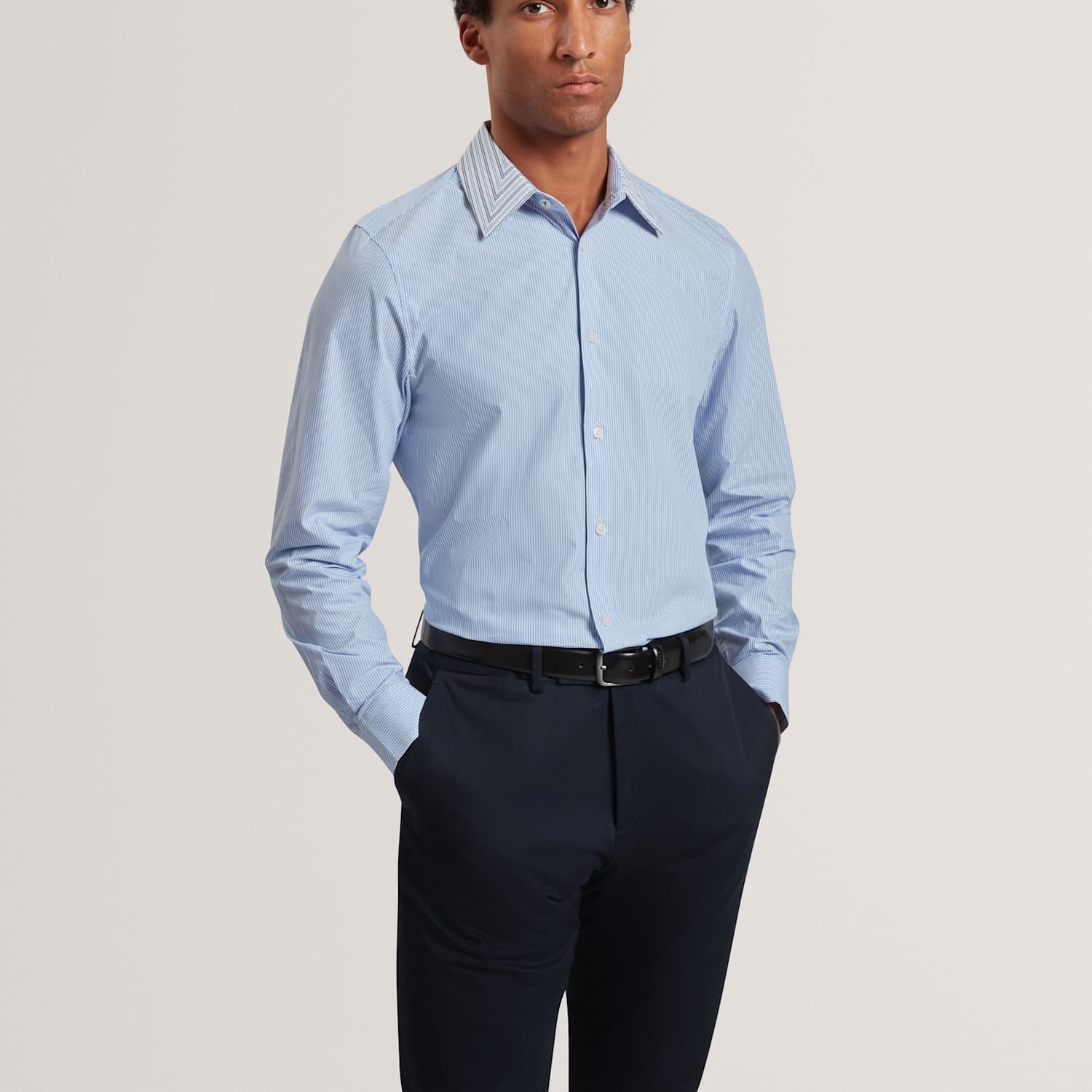 Ted Baker Men's Regular Fit Pure Cotton Mixed Stripe Shirt - XL - Blue - Available at M&S