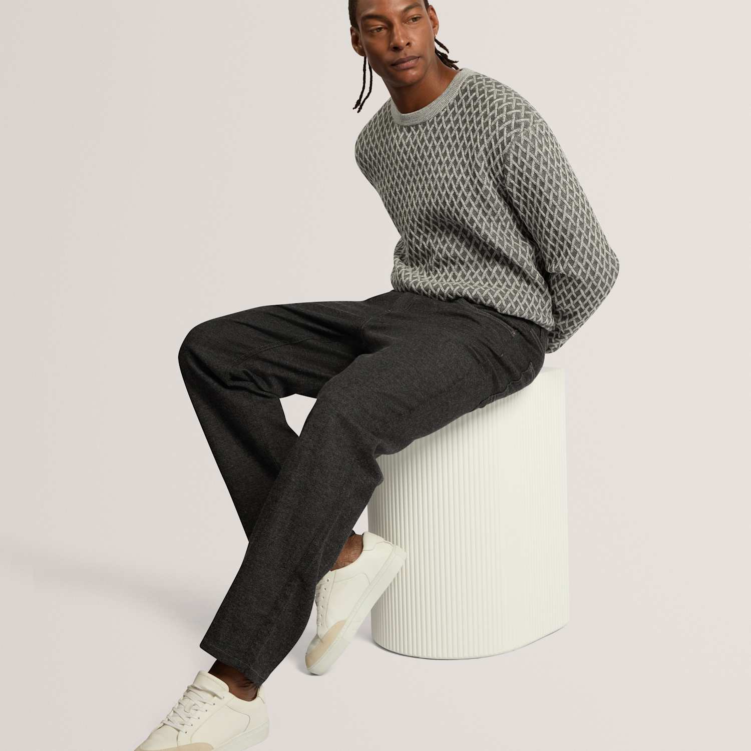 Ted Baker Men's Straight Leg Wool Blend Trousers - 36 - Navy - Available at M&S
