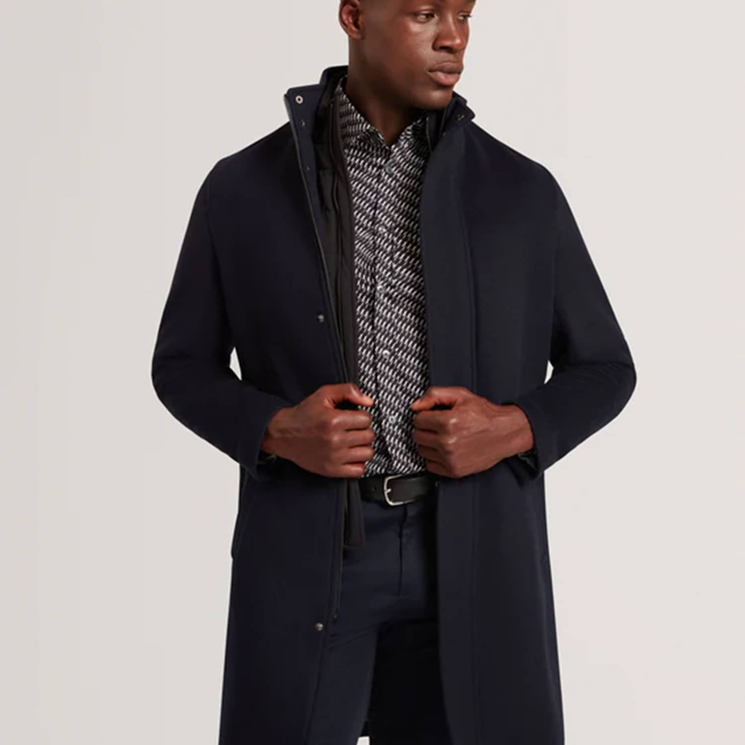 Ted Baker Men's Wool Rich Checked Overcoat - XL - Navy - Available at M&S