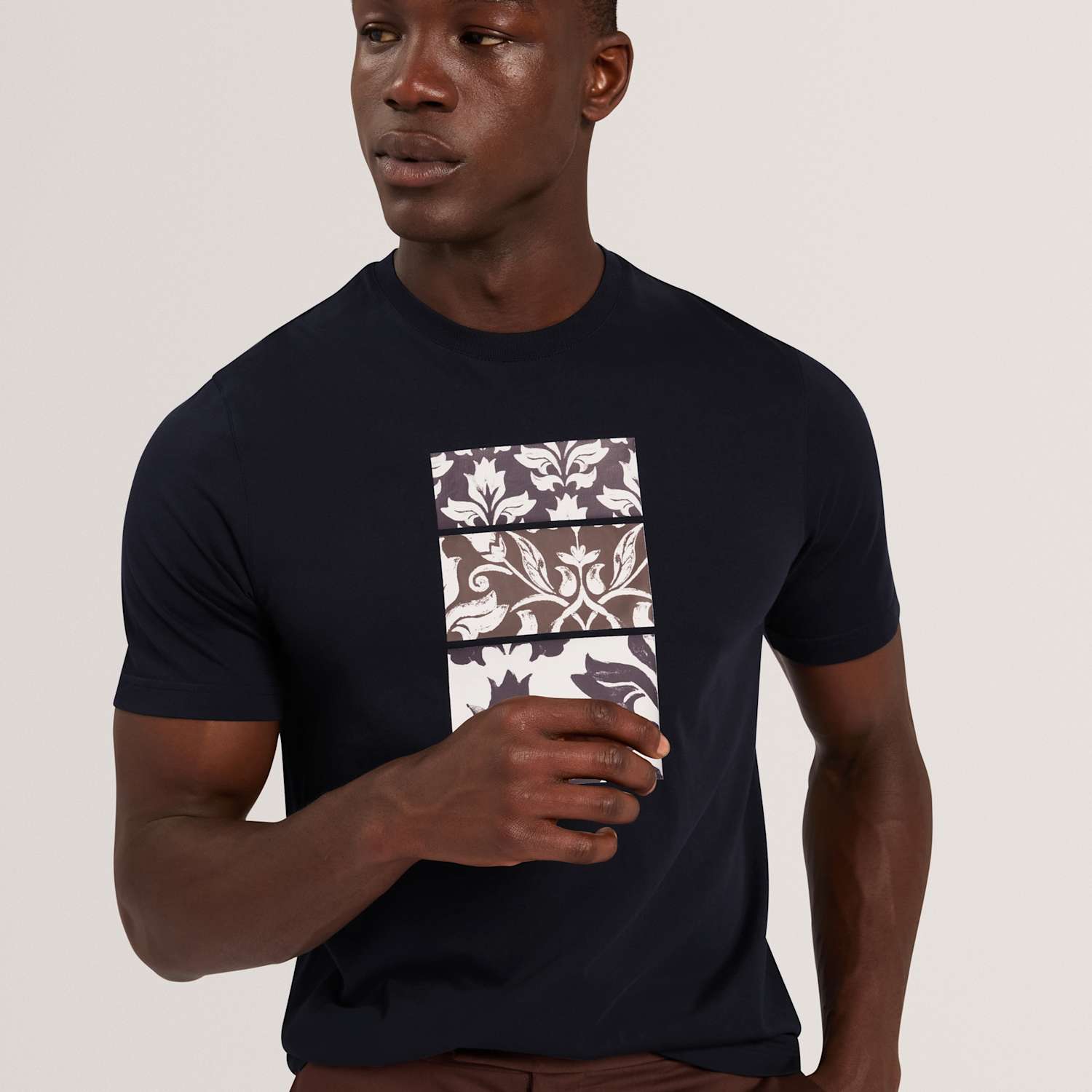 Ted Baker Men's Pure Cotton Floral Graphic T-Shirt - S - Navy - Available at M&S