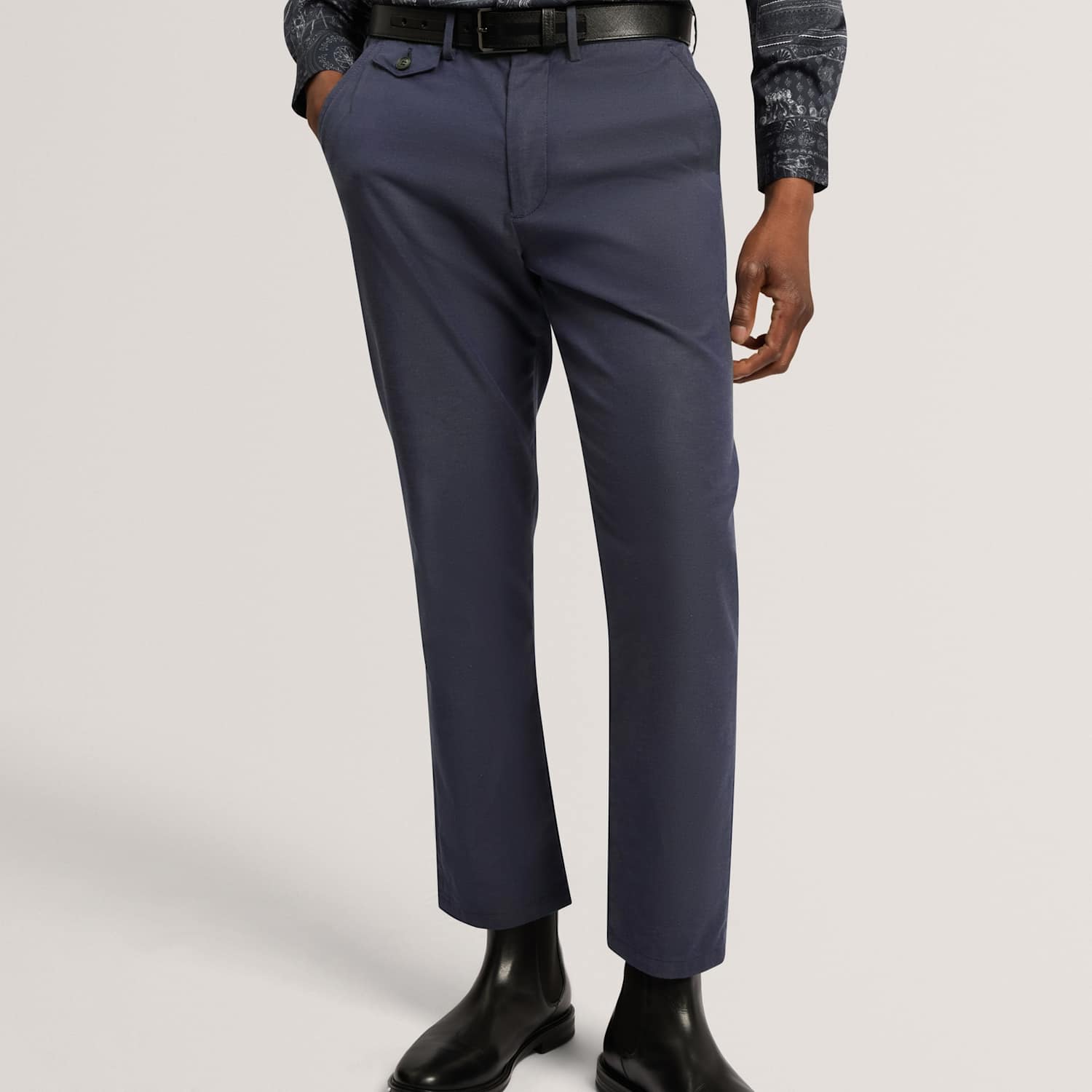 Ted Baker Men's Slim Fit Cotton Rich Check Suit Trousers - 34 - Navy - Available at M&S