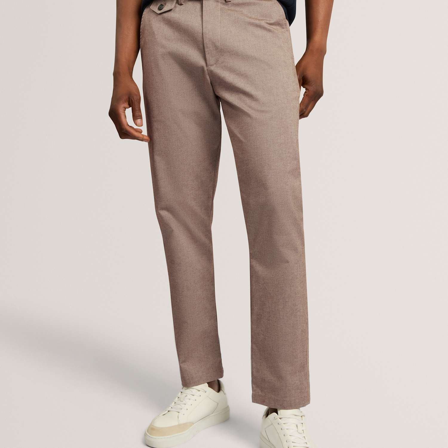 Ted Baker Men's Slim Fit Cotton Rich Check Suit Trousers - 36 - Stone - Available at M&S