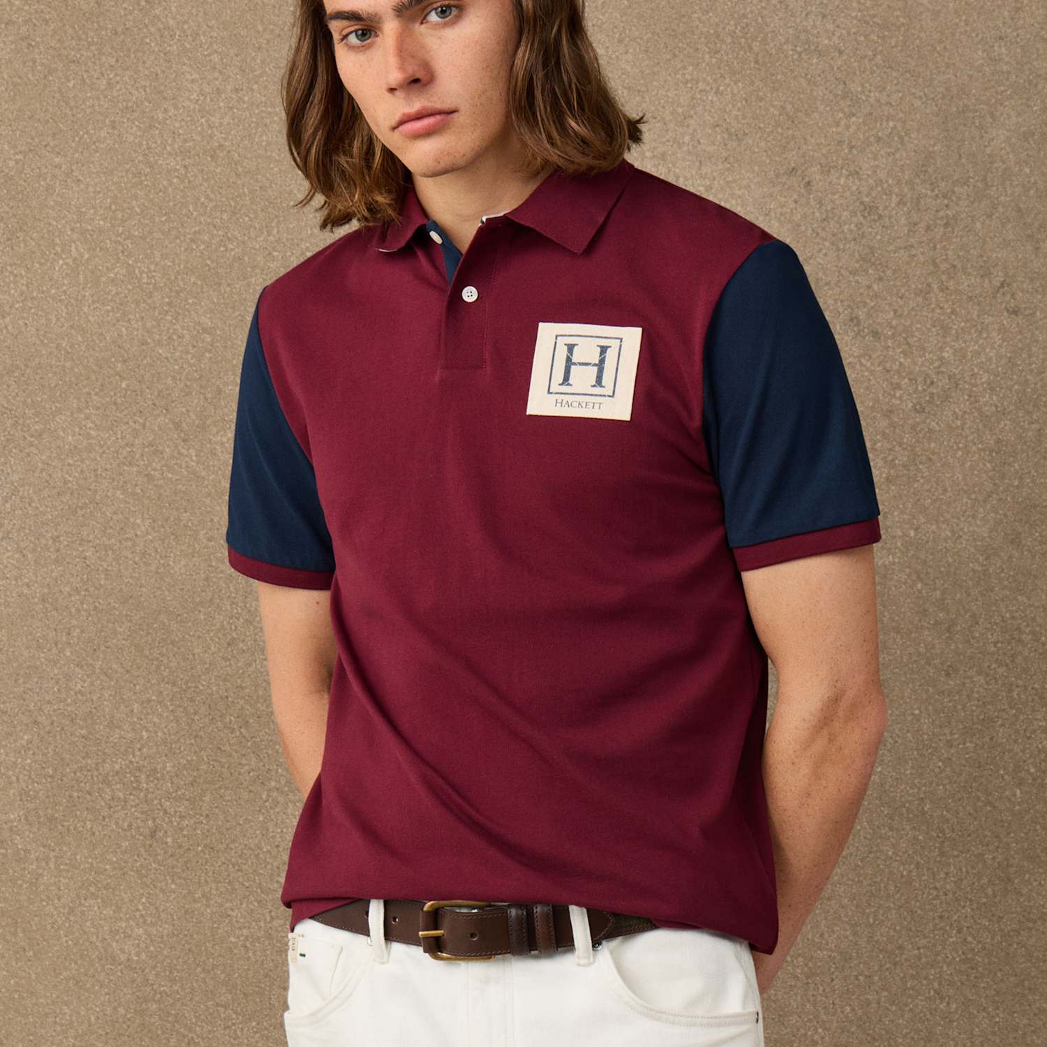 Hackett Men's Pure Cotton Colour Block Polo Shirt - L - Red - Available at M&S