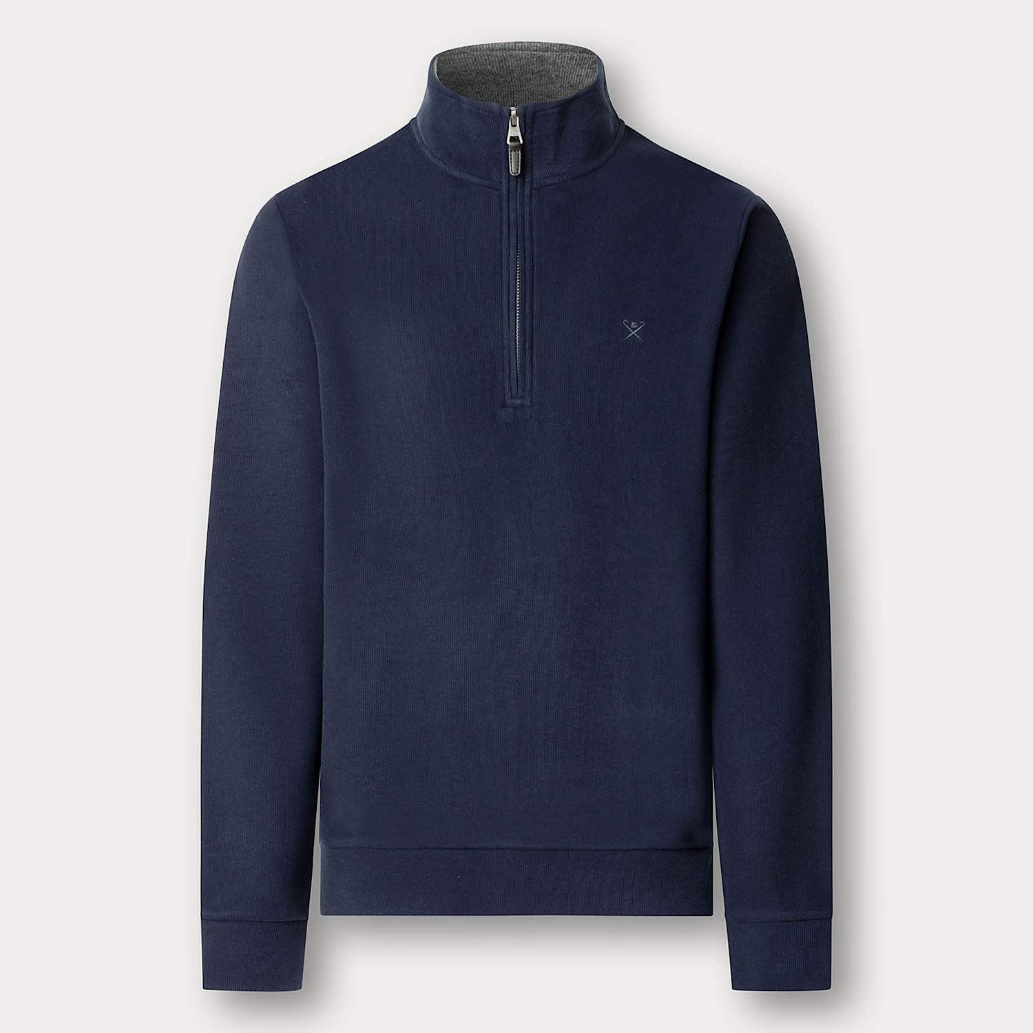 Hackett Men's Pure Cotton Half Zip Funnel Neck Sweatshirt - L - Navy - Available at M&S