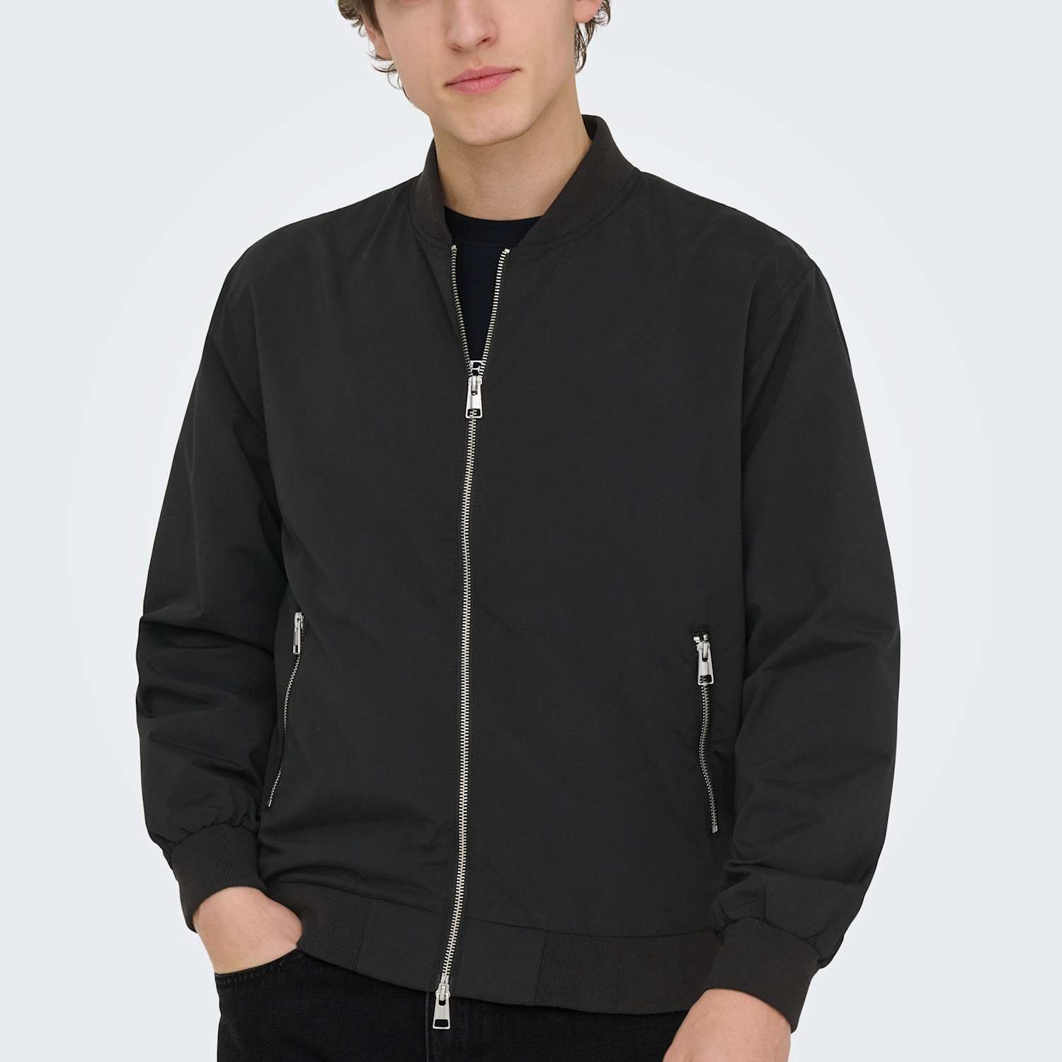 Only & Sons Men's Zip Up Bomber Jacket - M - Black - Available at M&S