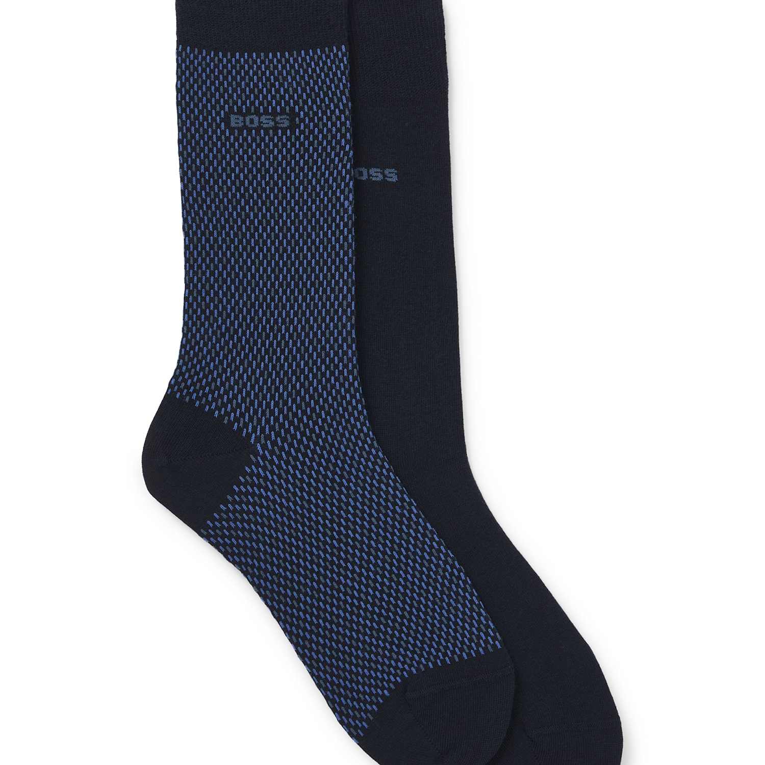 Boss Men's 2 Pack Cotton Rich Pattern Socks - 5½ -8 - Navy Mix - Available at M&S