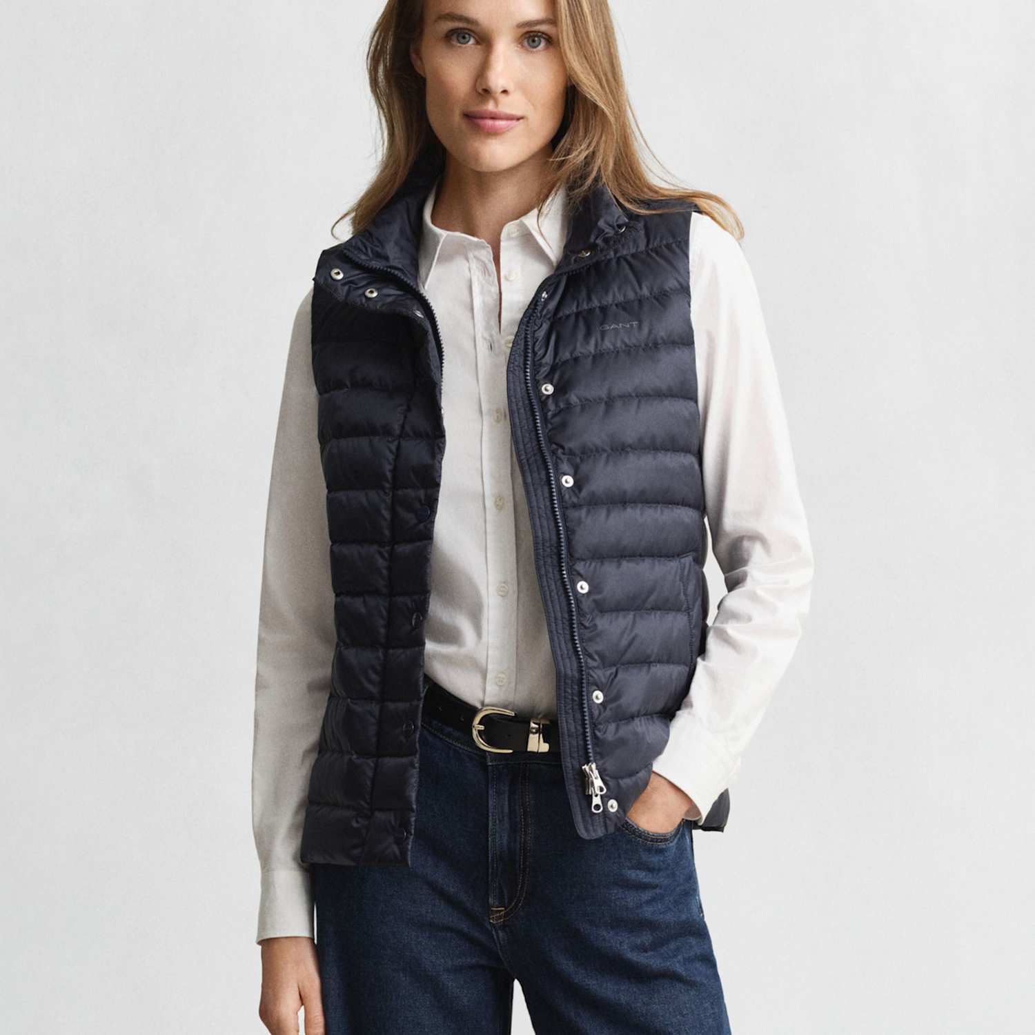 Gant Women's Light Down Quilted Gilet - Large - Navy - Available at M&S