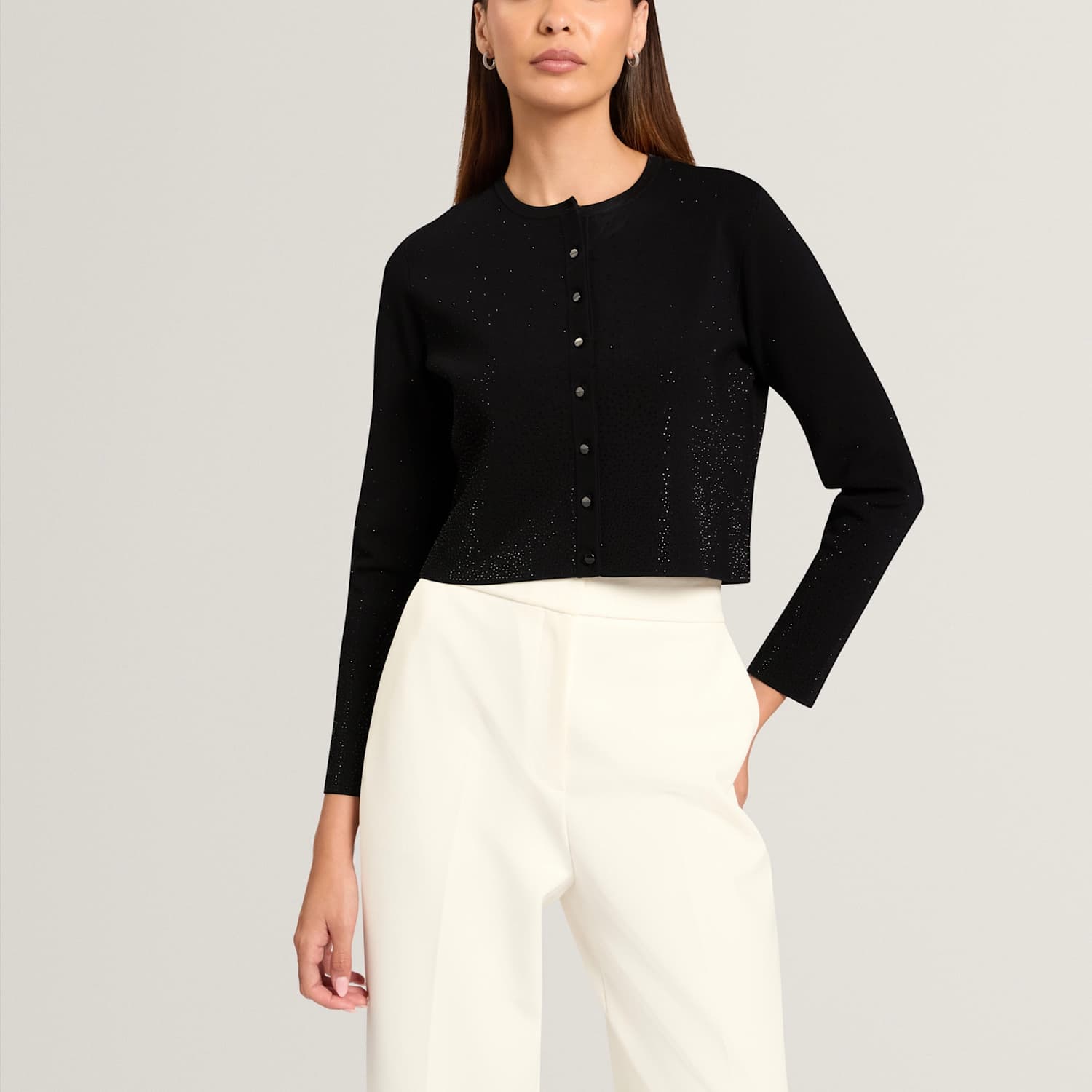 Ted Baker Women's Embellished Crew Neck Cropped Cardigan - 10 - Black - Available at M&S