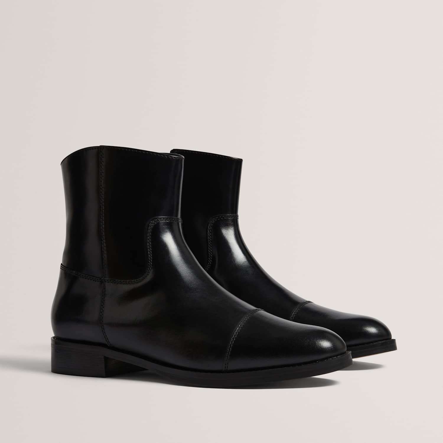 Ted Baker Women's Leather Flat Almond Toe Ankle Boots - 4 - Black - Available at M&S