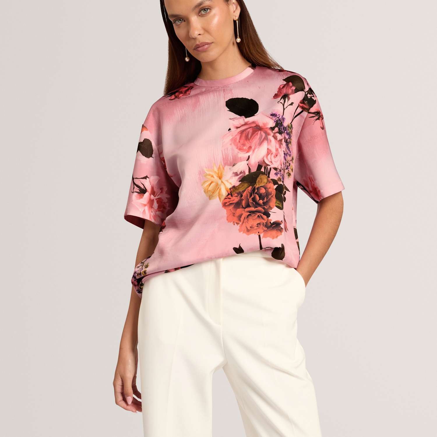 Ted Baker Women's Satin T-Shirt - 14 - Light Pink - Available at M&S