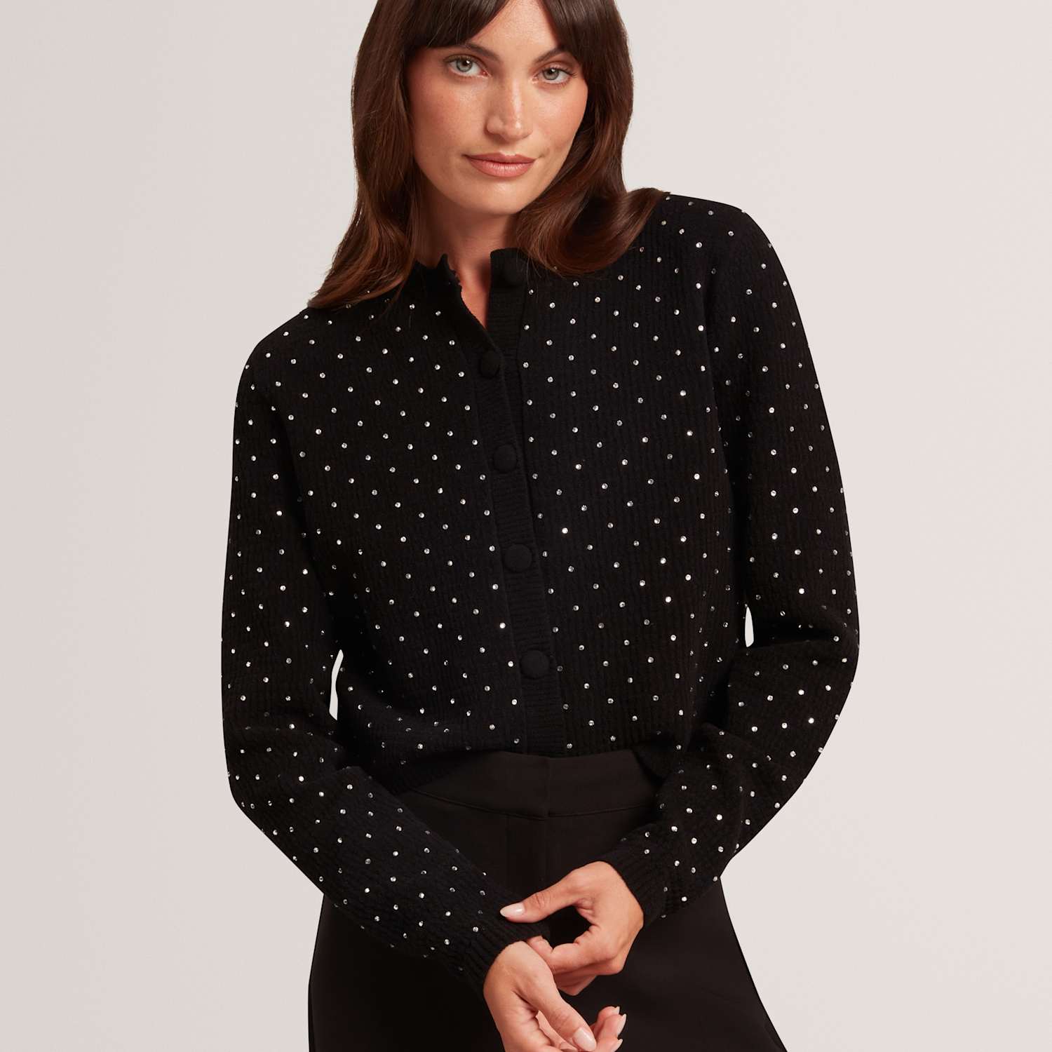 Ted Baker Women's Diamante Detail Cropped Cardigan - Large - Black - Available at M&S