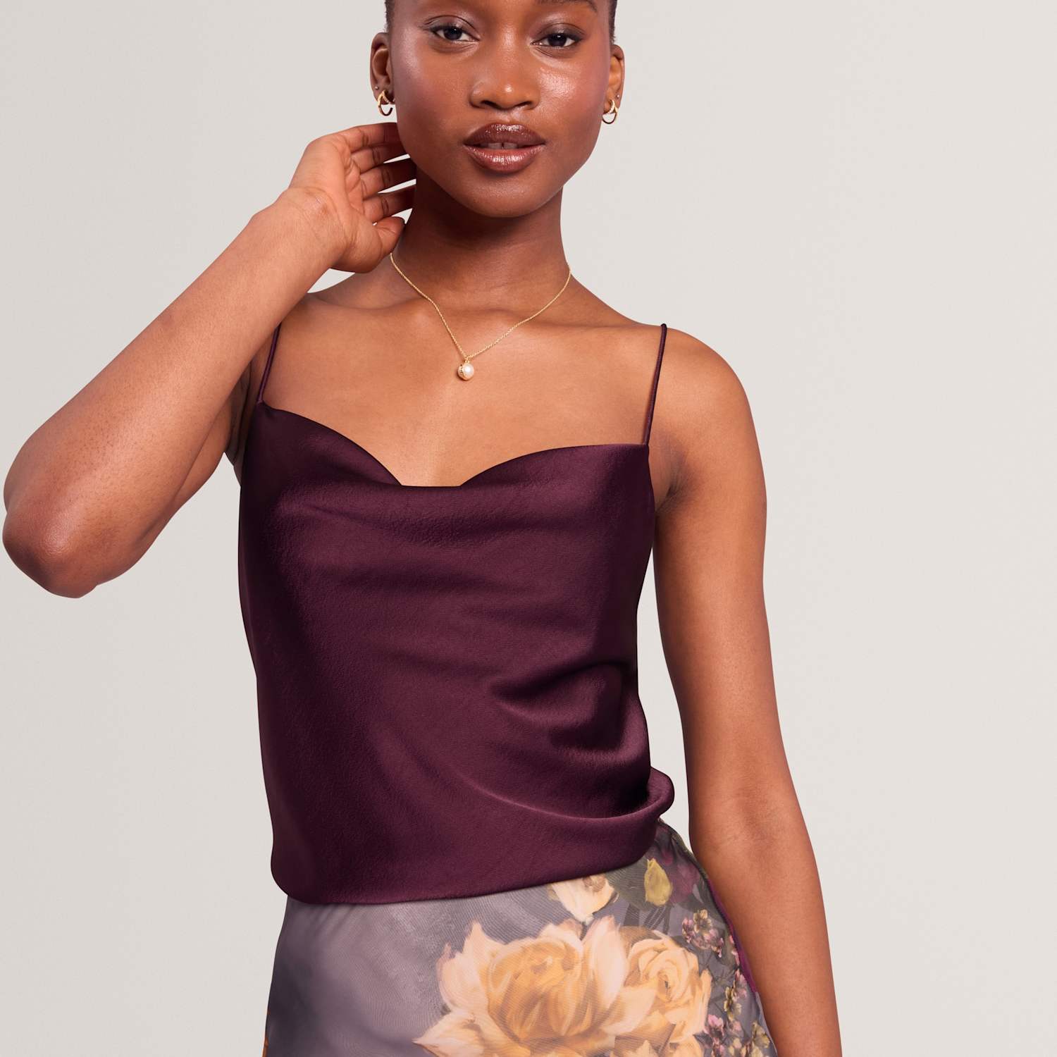 Ted Baker Women's Satin Cowl Neck Cami Top - 14 - Dark Purple - Available at M&S