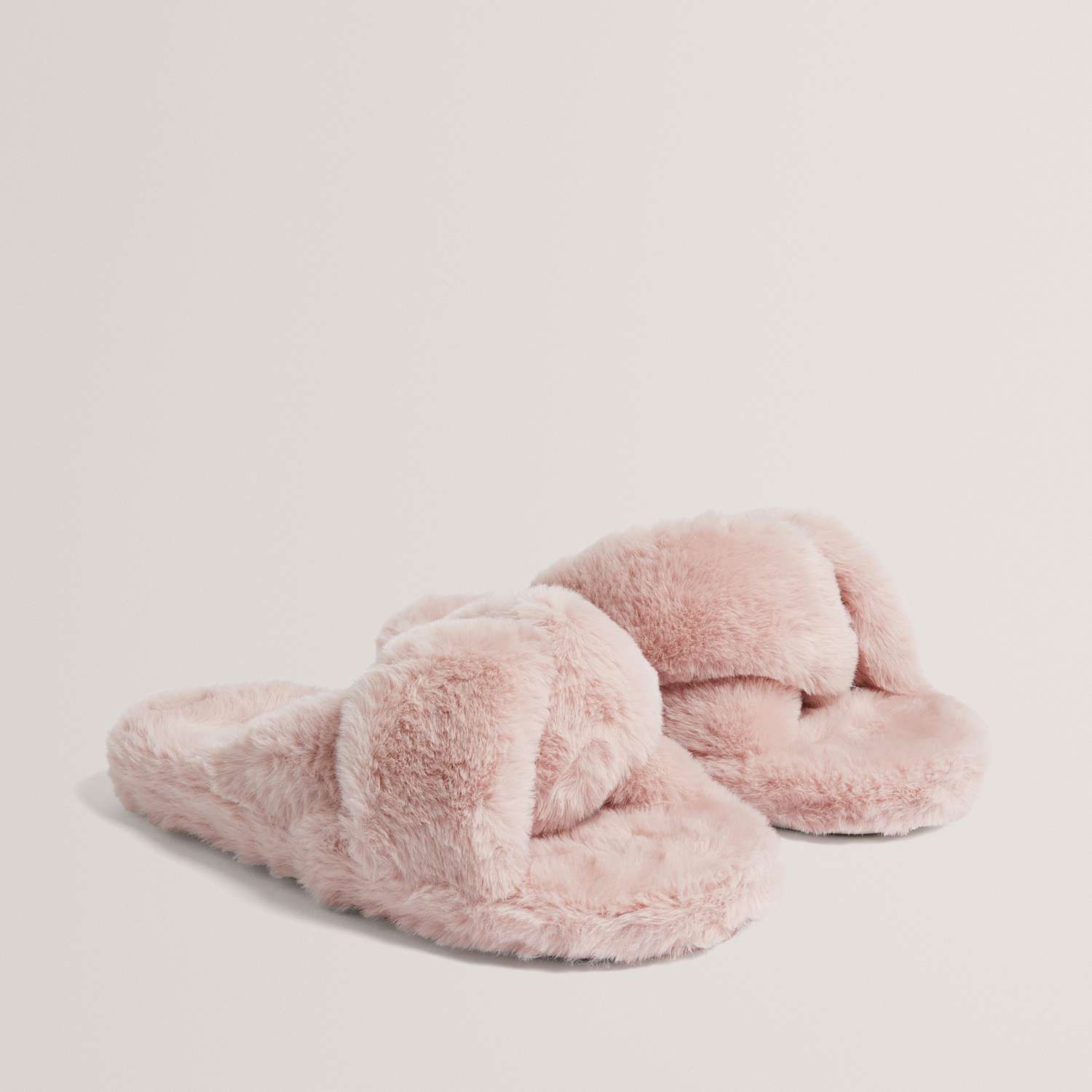 Ted Baker Women's Faux Fur Slider Slippers - 5 - Light Pink - Available at M&S