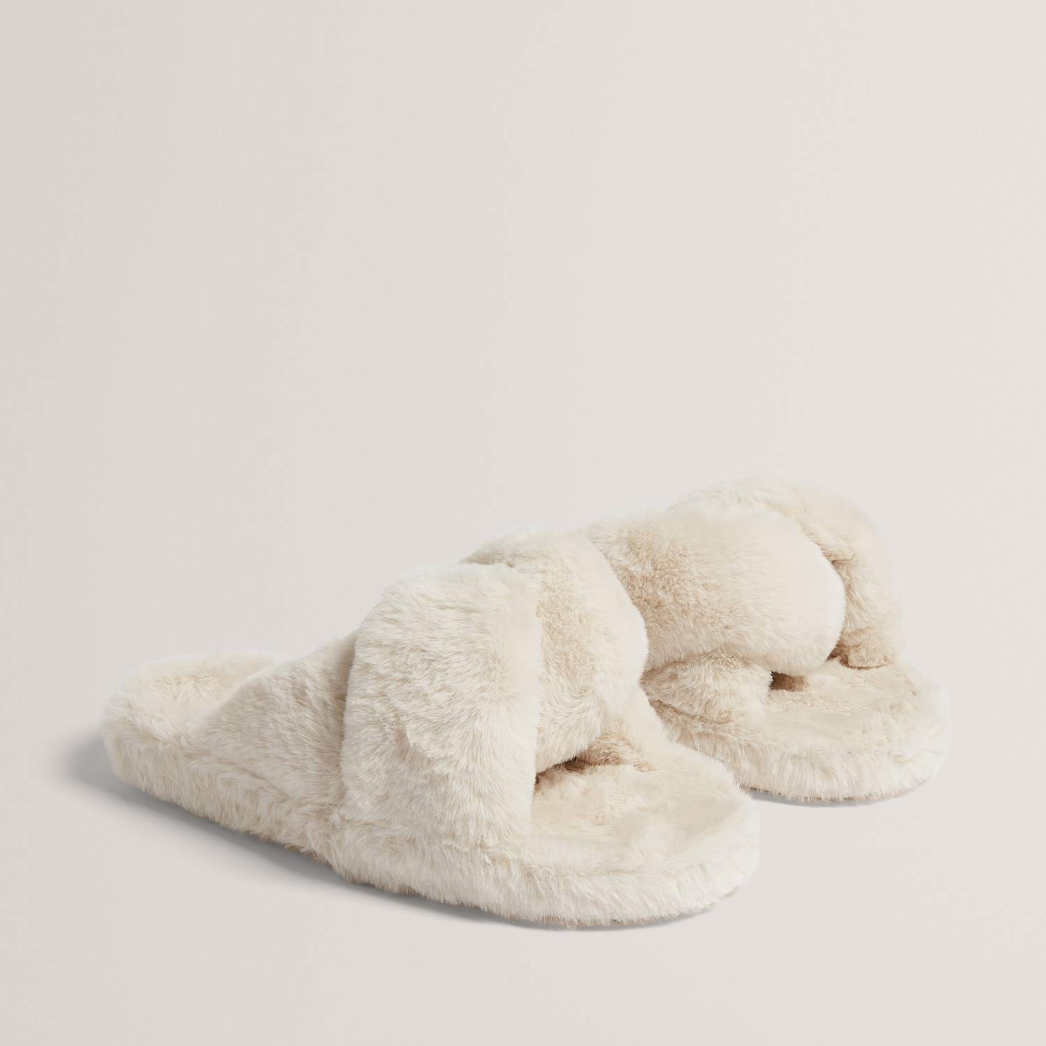 Ted Baker Women's Faux Fur Slider Slippers - 4 - Ivory - Available at M&S