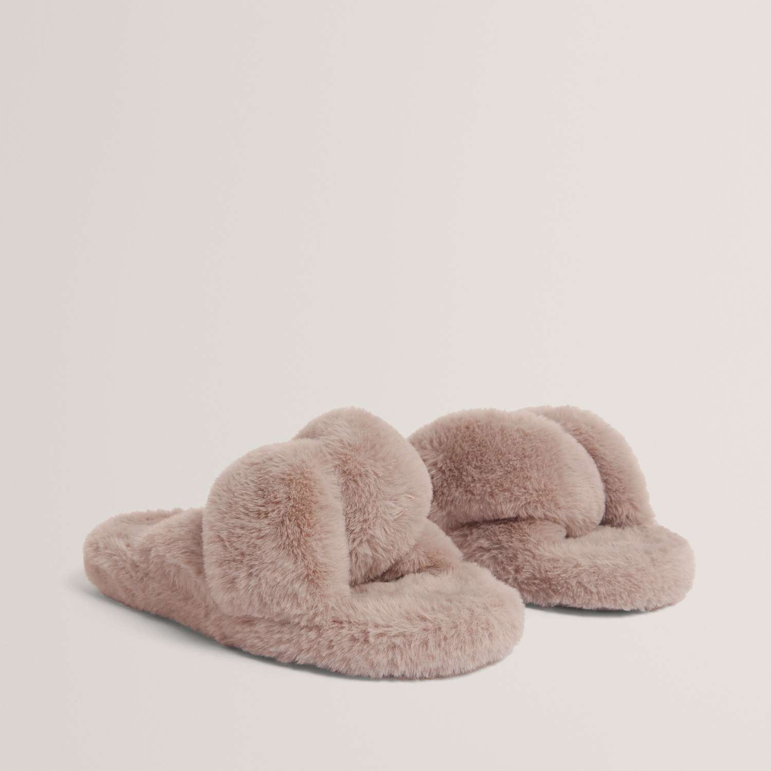 Ted Baker Women's Faux Fur Slider Slippers - 5 - Light Grey - Available at M&S