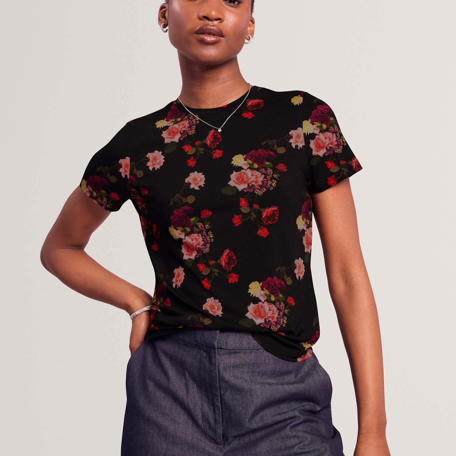 Ted Baker Women's Floral T-Shirt - 12 - Black - Available at M&S