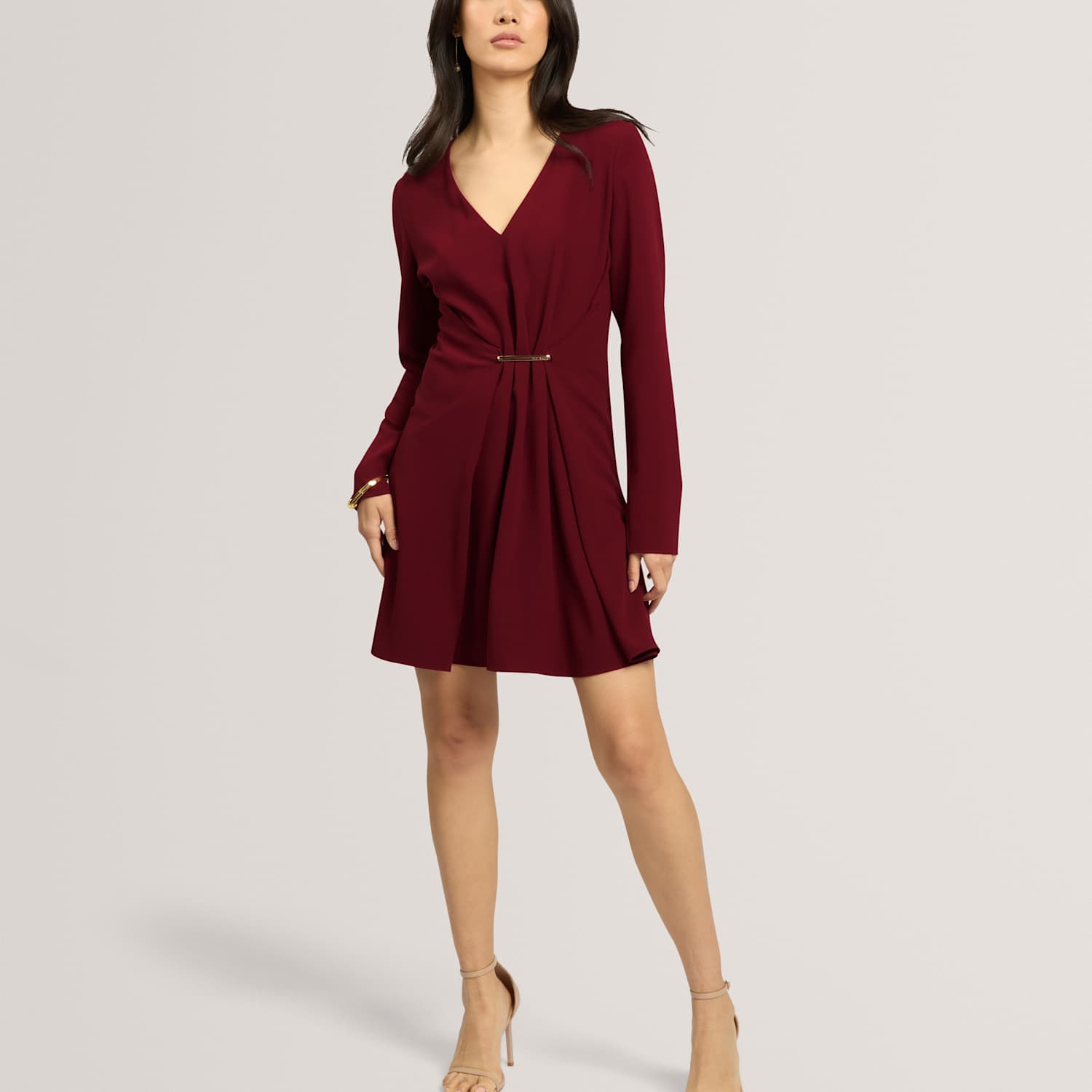 Ted Baker Women's V-Neck Mini Skater Dress - 14 - Burgundy - Available at M&S