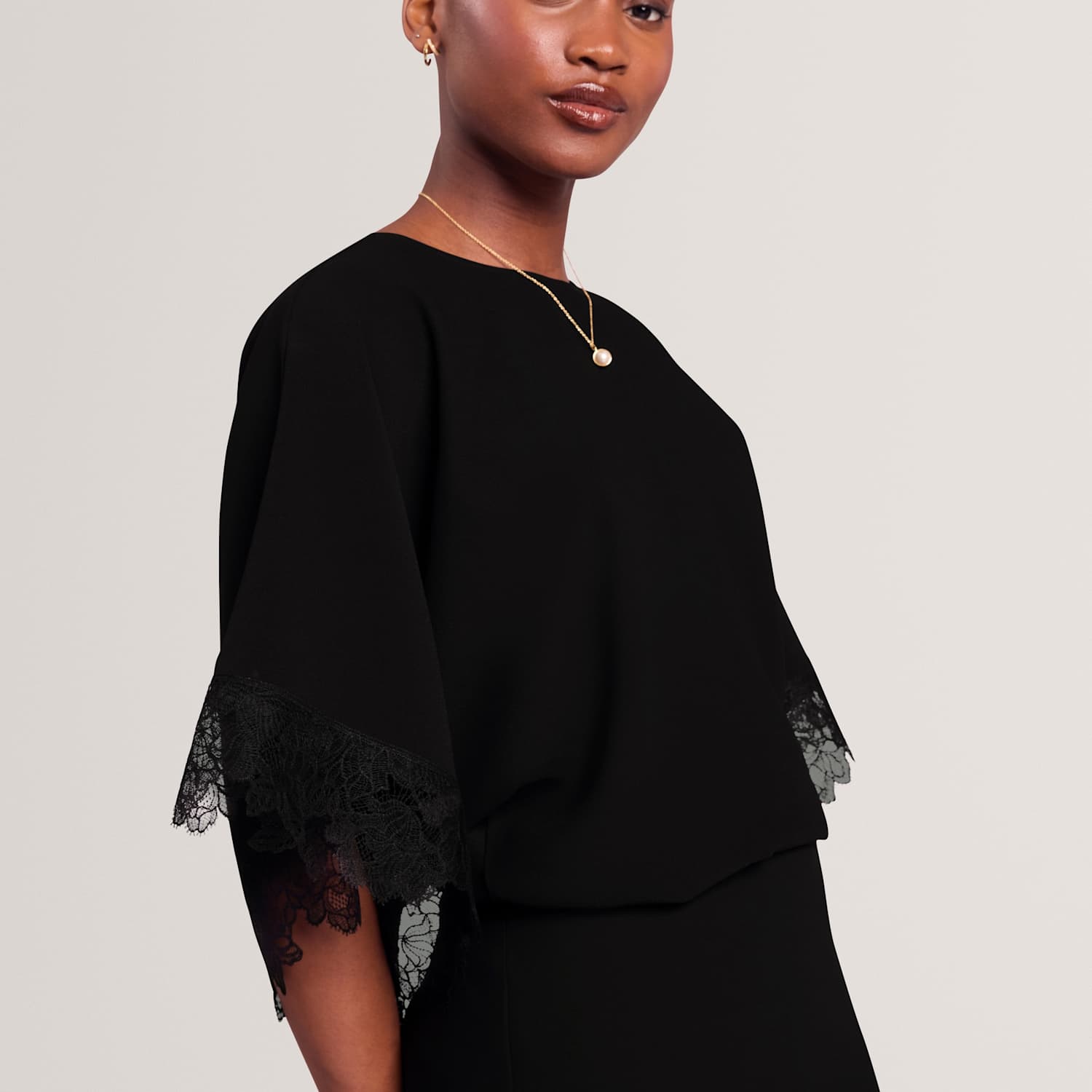 Ted Baker Women's Lace Detail Batwing Top - 14 - Black - Available at M&S
