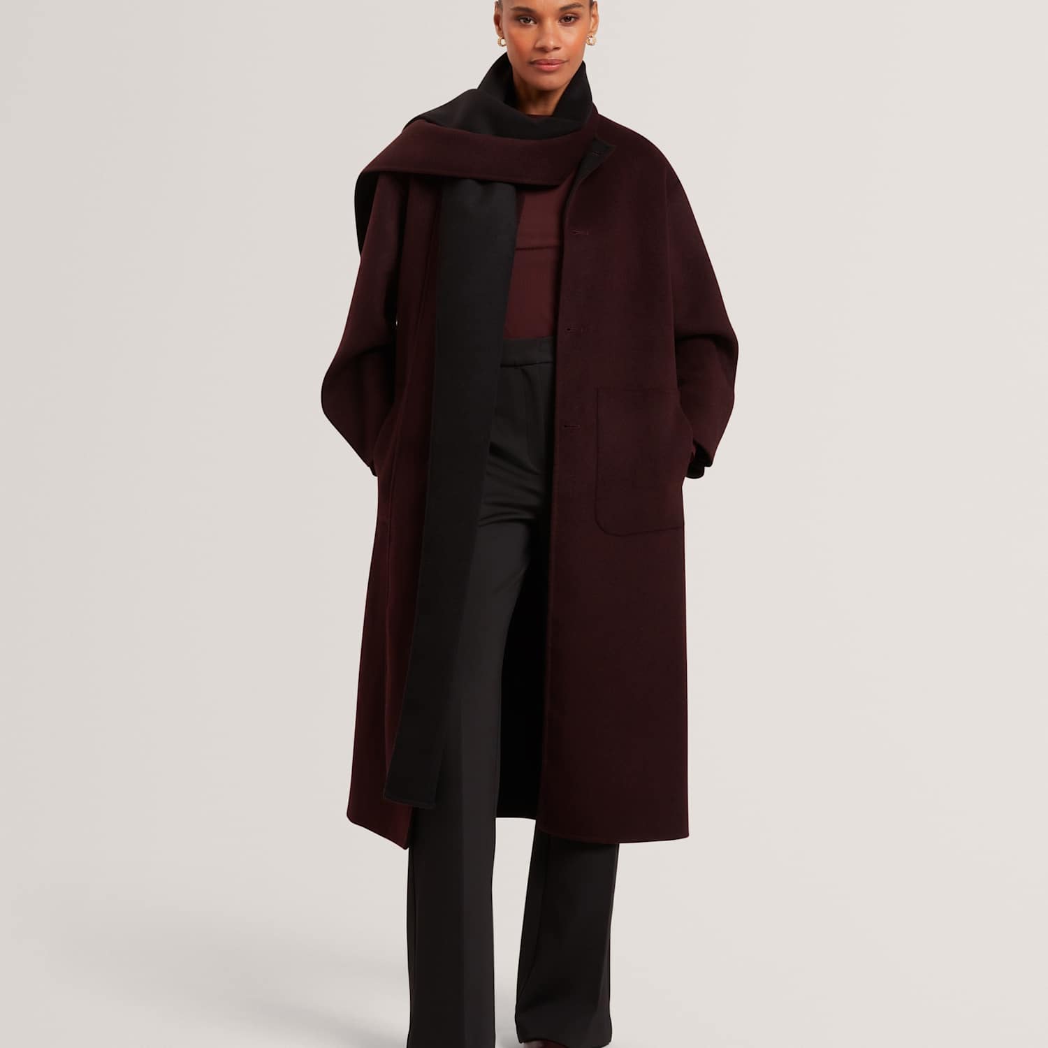 Ted Baker Women's Wool Rich Reversible Longline Duster Coat - 10 - Burgundy - Available at M&S