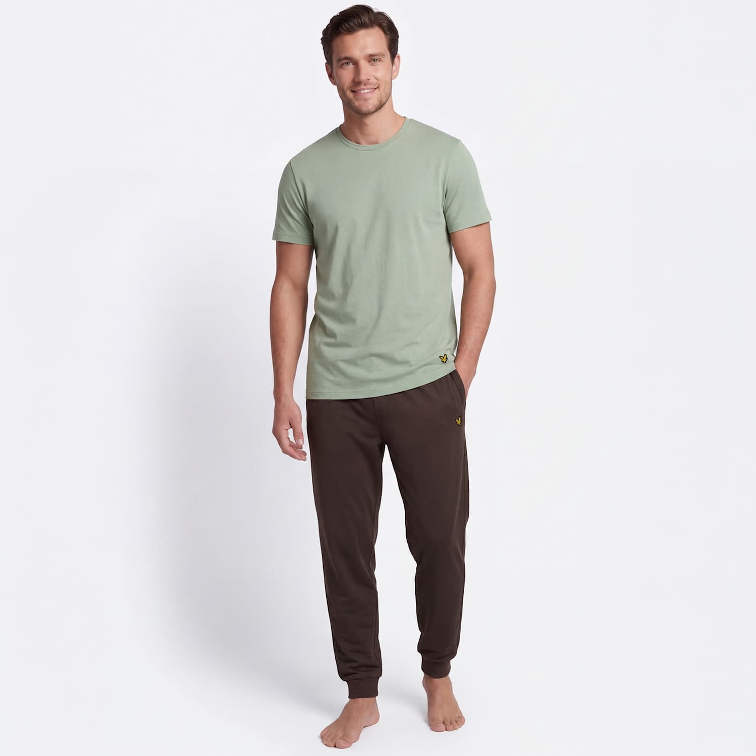 Lyle & Scott Men's Cotton Rich Loungewear Set - L - Beige - Available at M&S