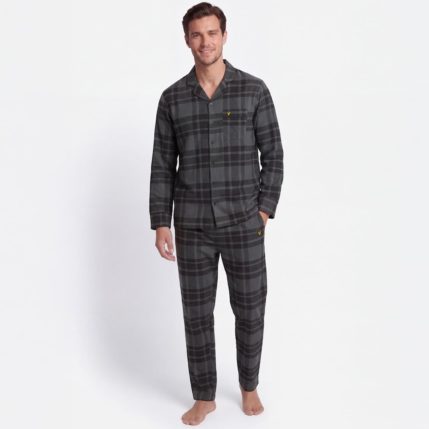 Lyle & Scott Men's Pure Cotton Checked Pyjama Set - XL - Black - Available at M&S