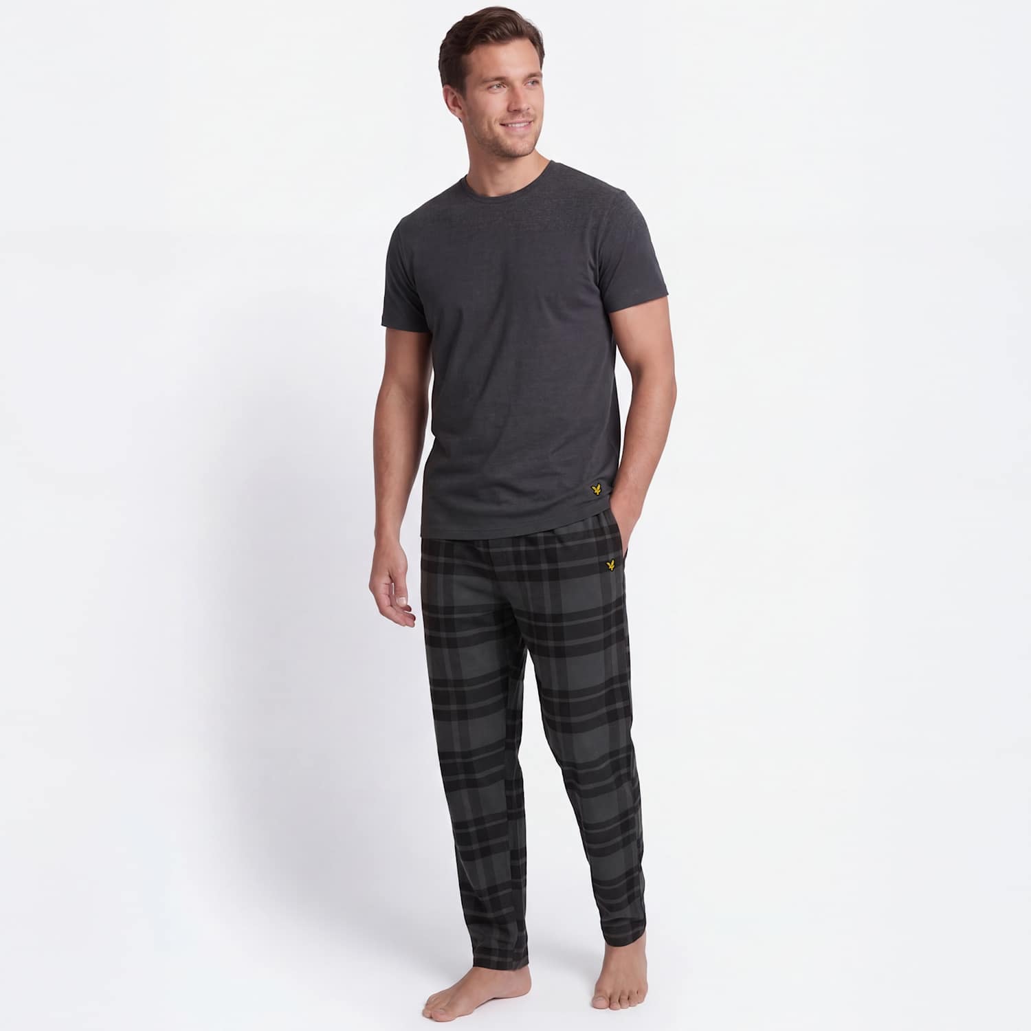 Lyle & Scott Men's Cotton Rich Checked Loungewear Set - 2XL - Black - Available at M&S