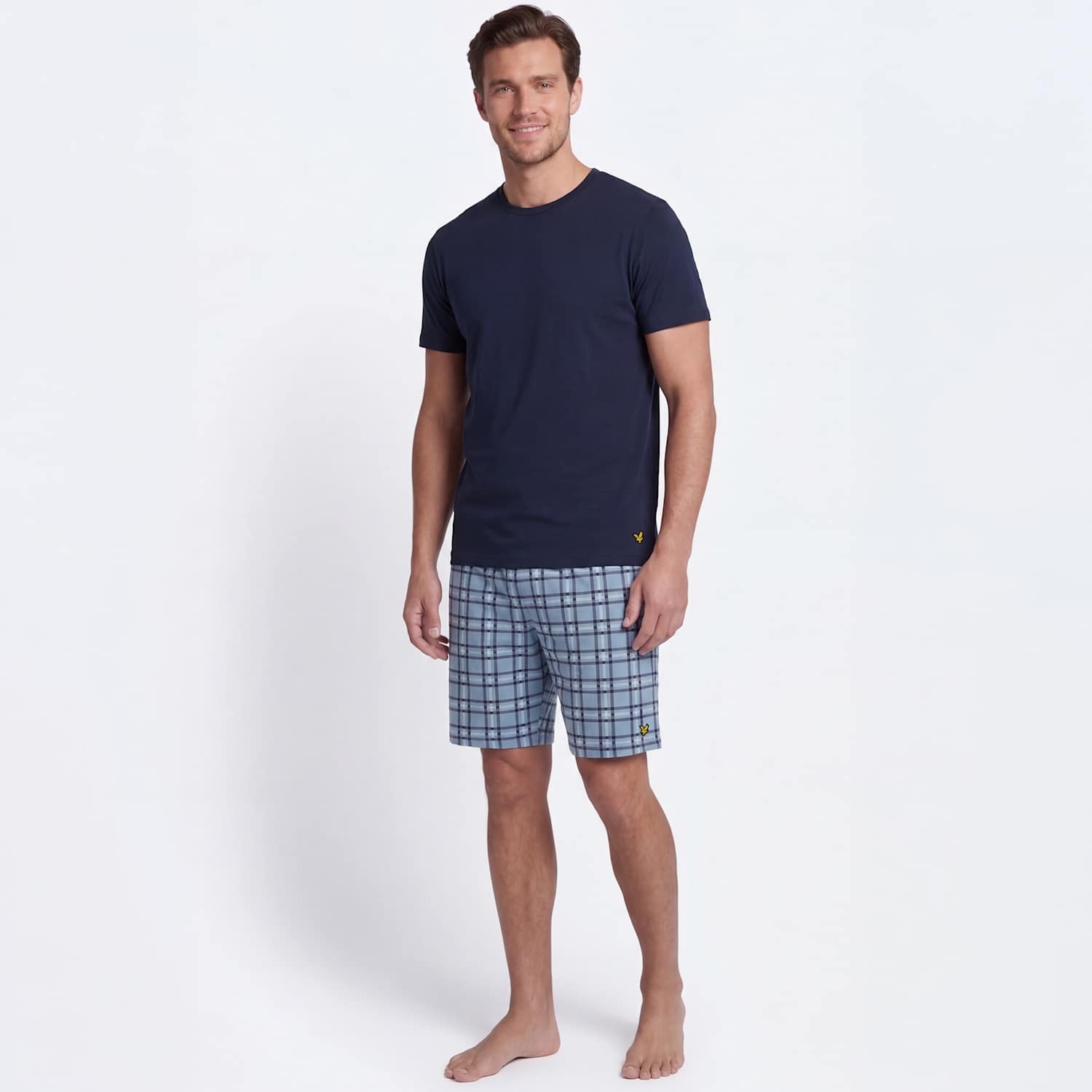 Lyle & Scott Men's Cotton Rich Checked Loungewear Set - M - Blue - Available at M&S