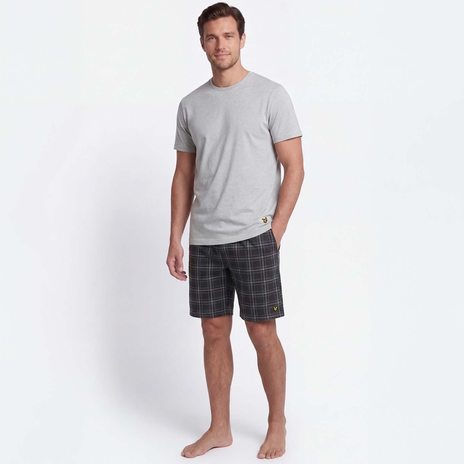 Lyle & Scott Men's Cotton Rich Checked Loungewear Set - L - Grey - Available at M&S