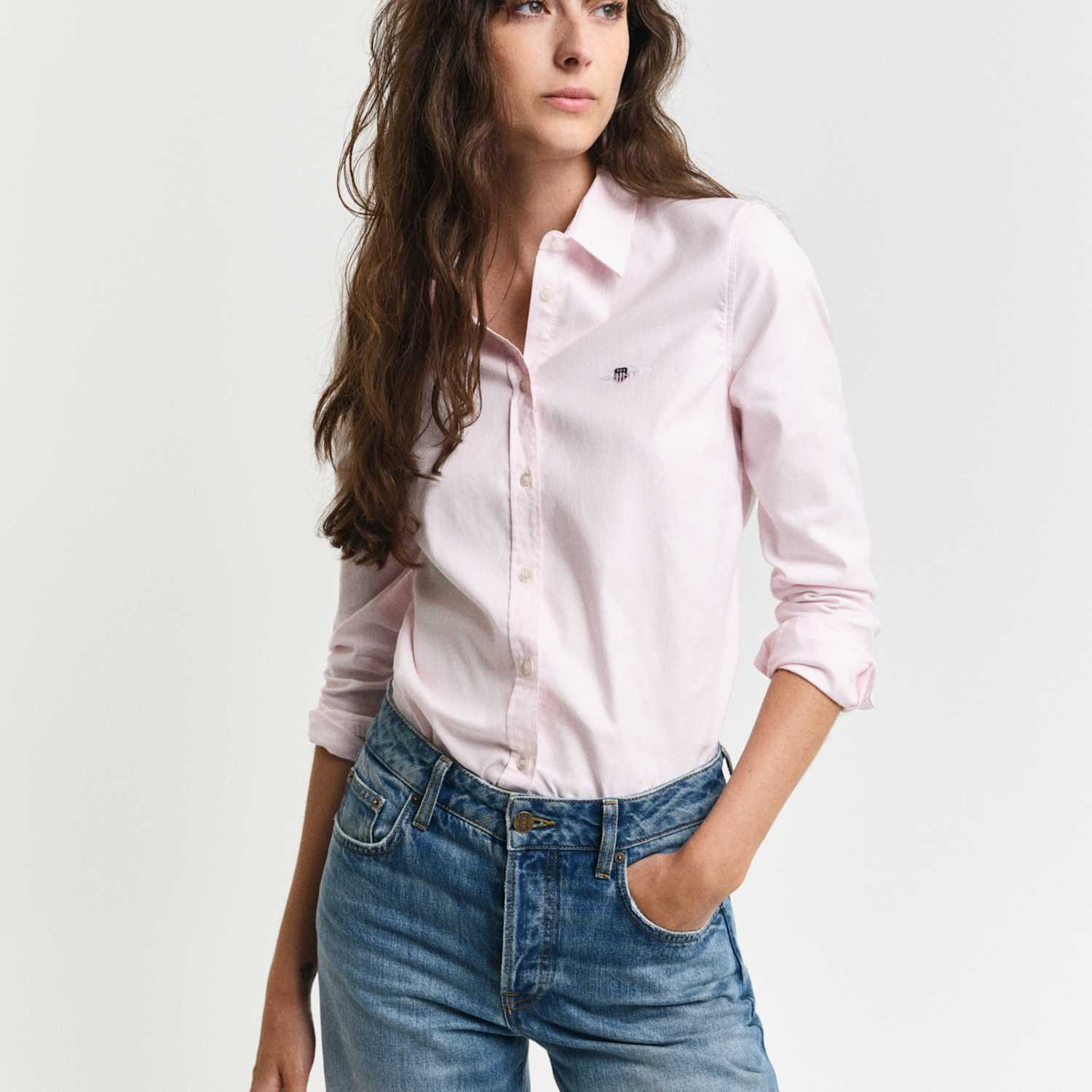 Gant Women's Slim Fit Stretch Oxford Shirt - 14 - Pink - Available at M&S