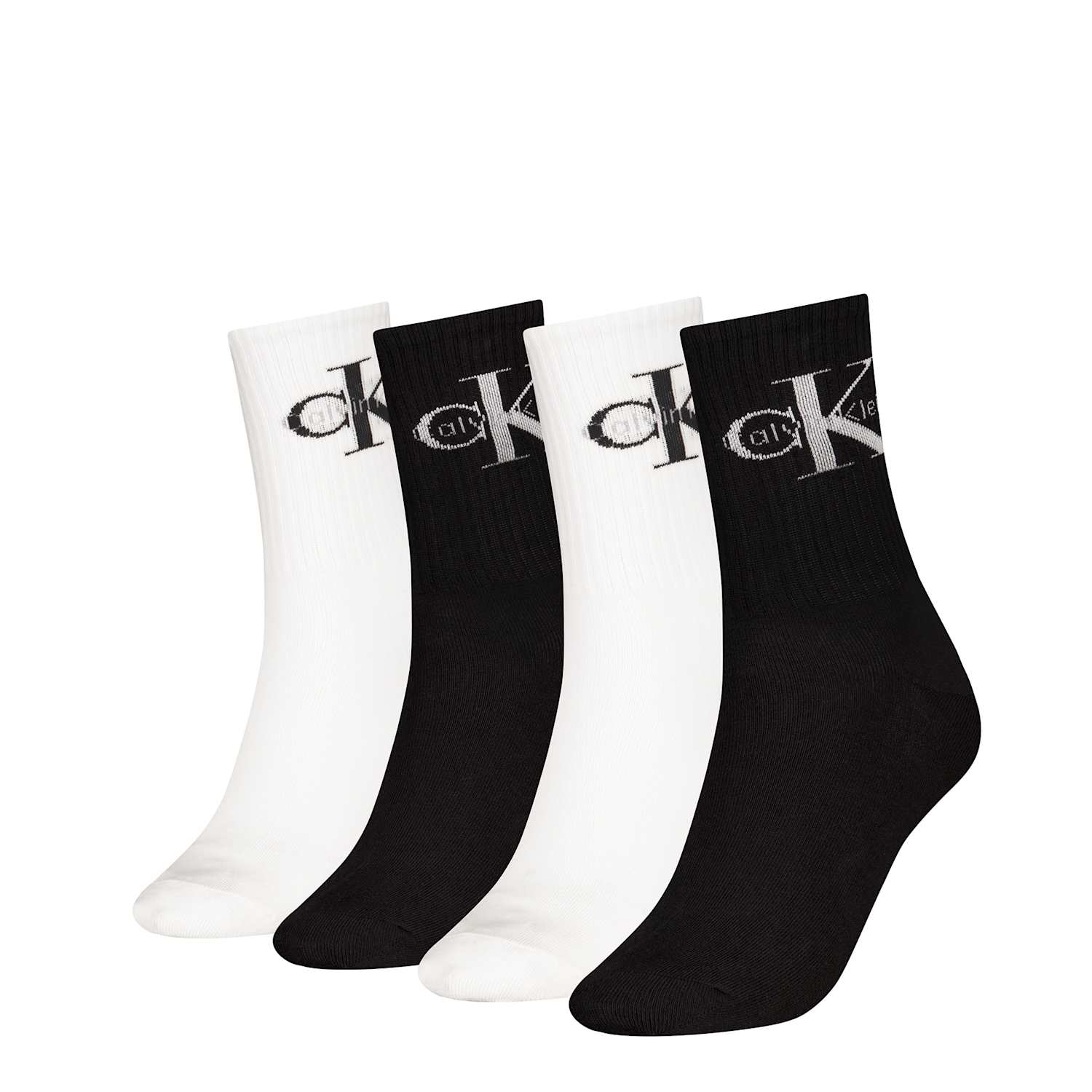 Calvin Klein Women's 4 Pack Cotton Rich Monologo Socks Gift Set - Black Mix - Available at M&S