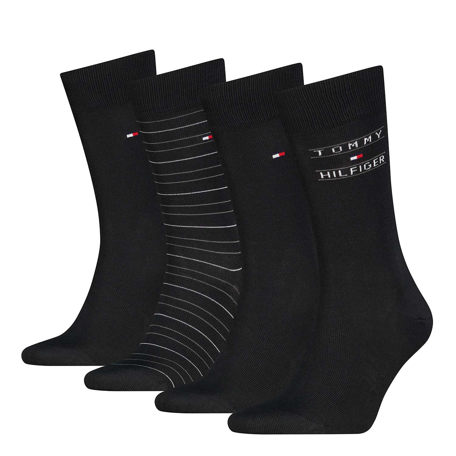 Tommy Hilfiger Men's 4 Pack Cotton Rich Striped Socks - 6-8 - Black Mix - Available at M&S