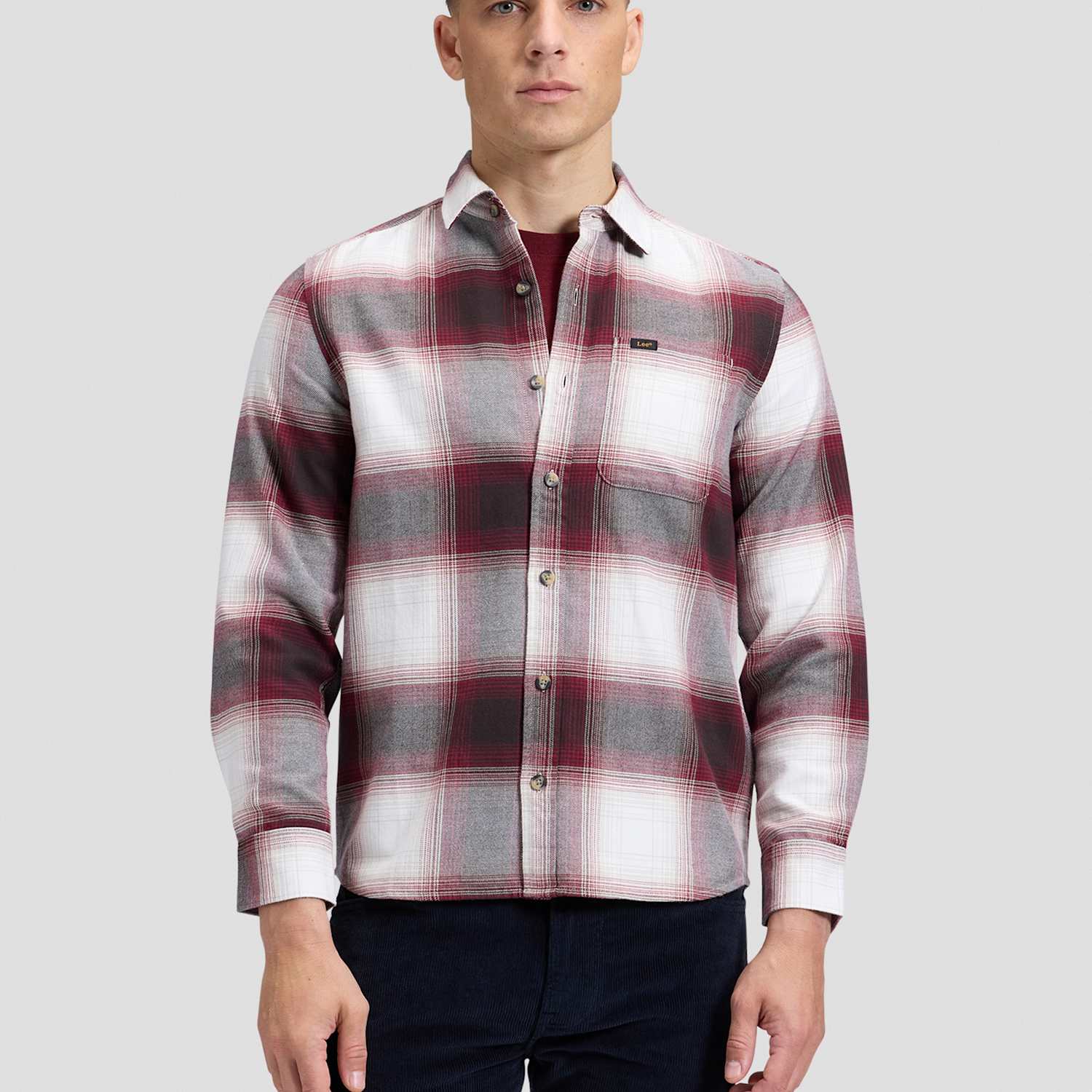 Lee Men's Regular Fit Pure Cotton Checked Flannel Shirt - L - Red - Available at M&S