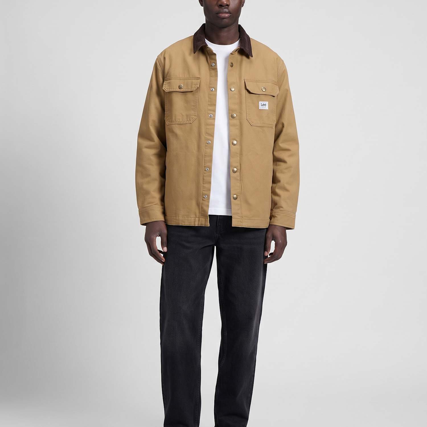 Lee Men's Relaxed Pure Cotton Cord Collar Overshirt - M - Beige - Available at M&S