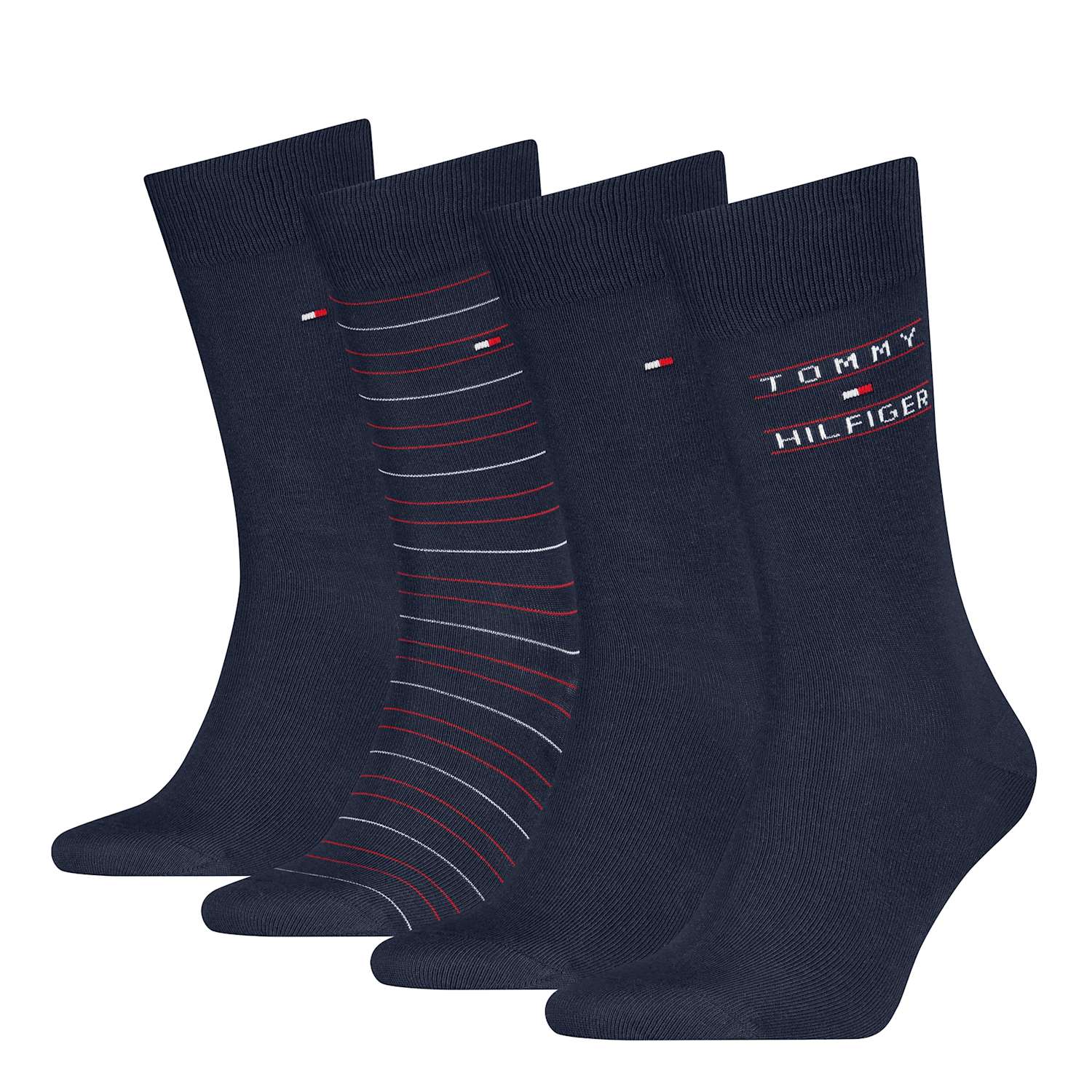 Tommy Hilfiger Men's 4 Pack Cotton Rich Striped Socks - 9-11 - Navy Mix - Available at M&S