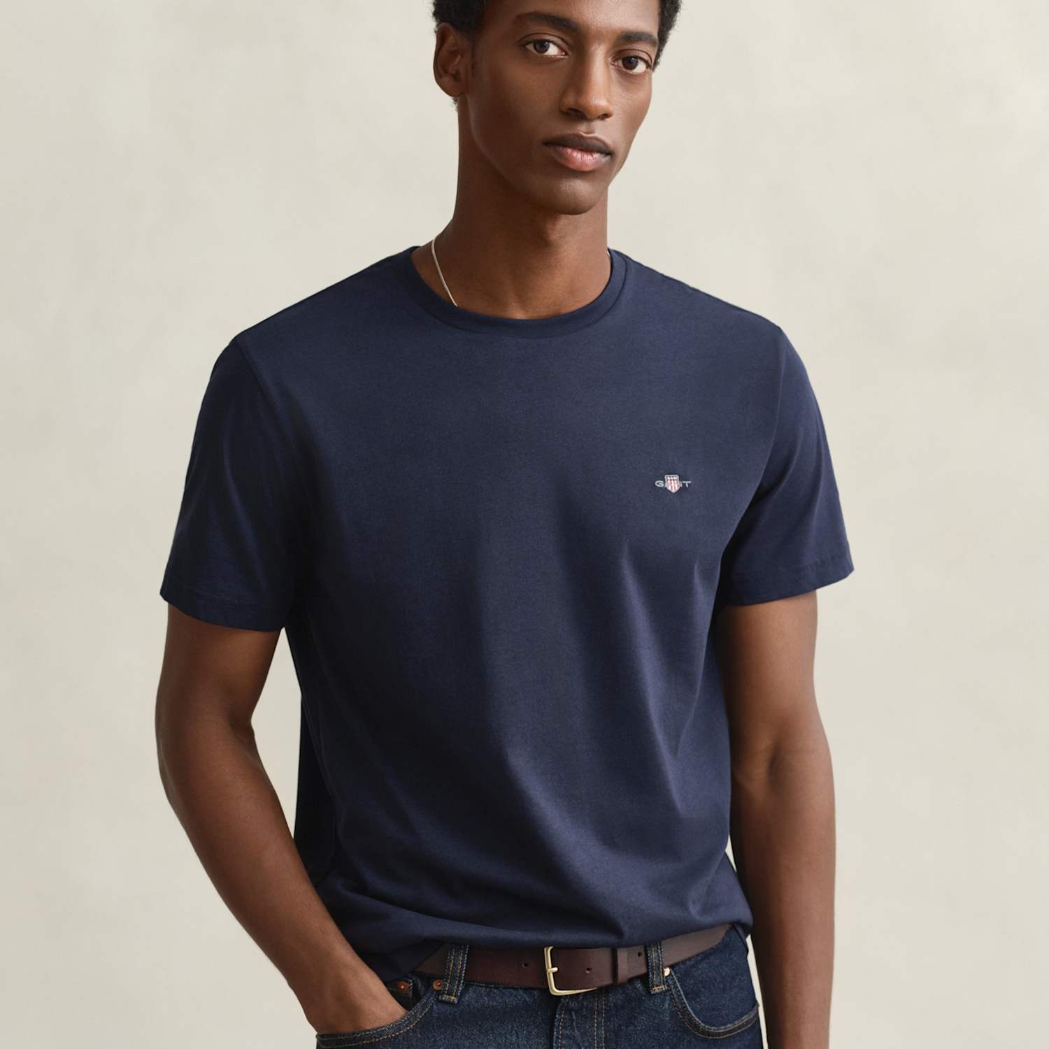 Gant Men's Pure Cotton Crew Neck T-Shirt - M - Navy - Available at M&S