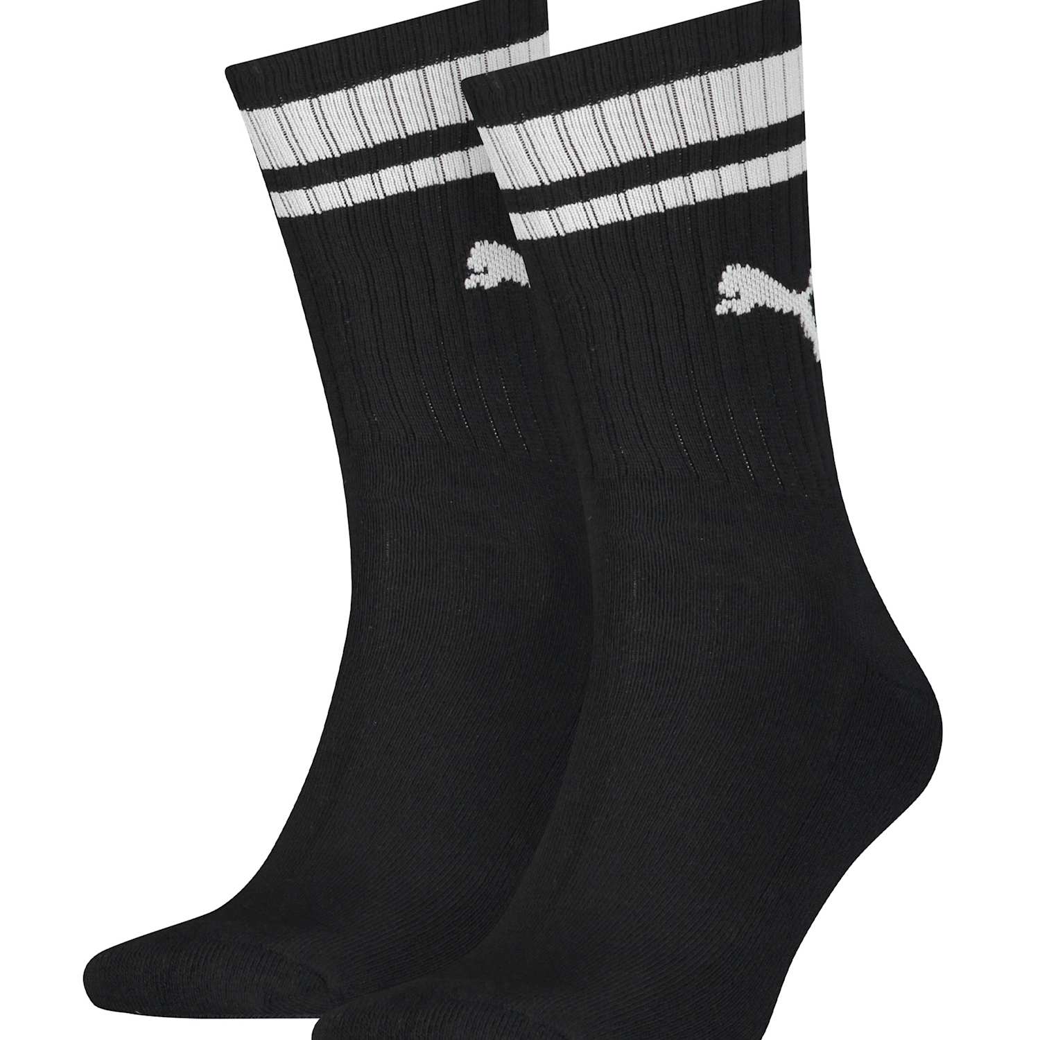 Puma Men's 2 Pack Heritage Crew Cotton Rich Sports Socks - 6-8 - Black
