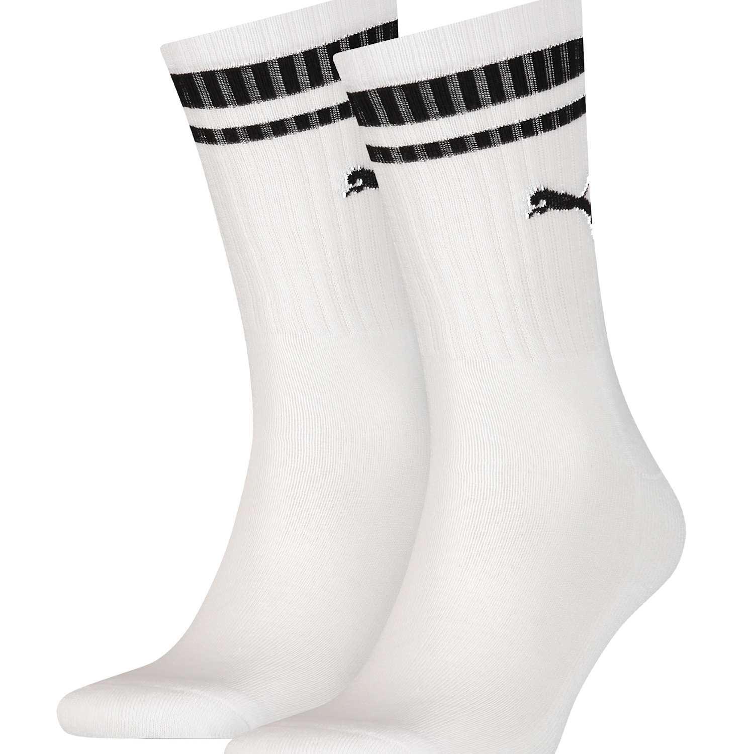 Puma Men's 2 Pack Heritage Crew Cotton Rich Sports Socks - 6-8 - White
