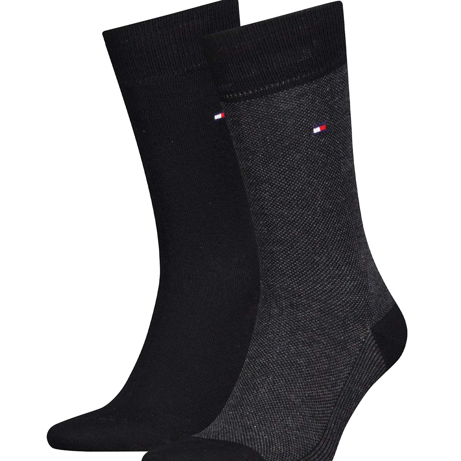 Tommy Hilfiger Men's 2 Pack Birdseye & Plain Cotton Rich Socks - 6-8 - Black Mix - Available at M&S
