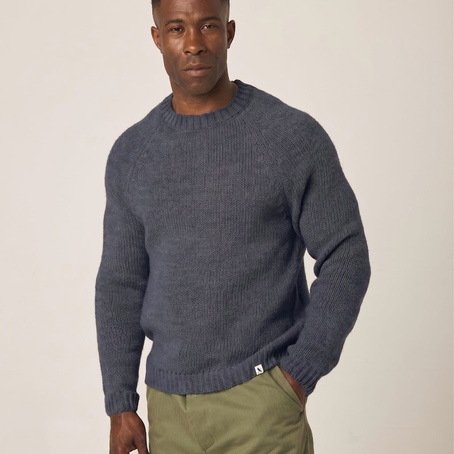 Peregrine Men's Pure Wool Crew Neck Jumper - 2XL - Light Blue Mix - Available at M&S