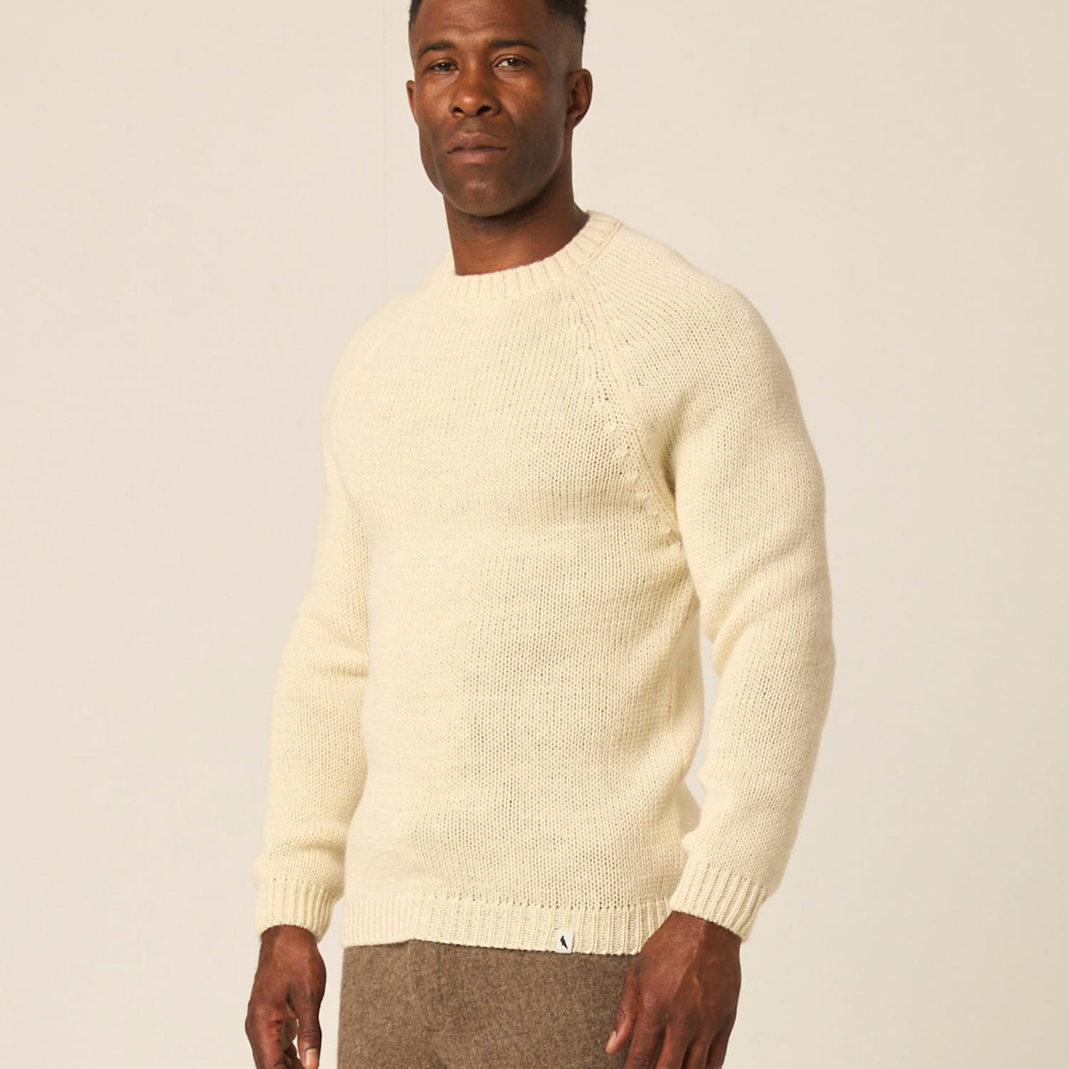Peregrine Men's Pure Wool Crew Neck Jumper - L - Cream Mix - Available at M&S